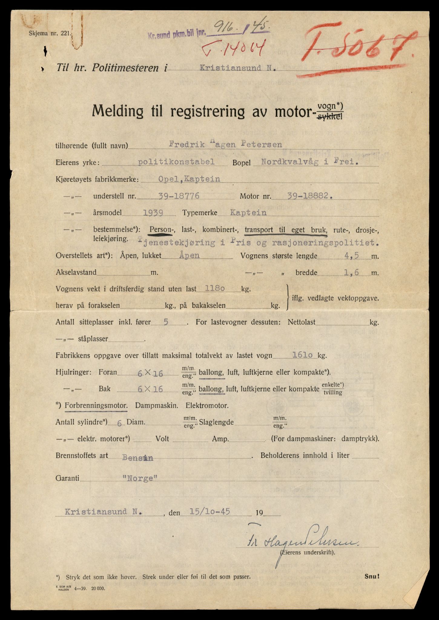 Møre og Romsdal vegkontor - Ålesund trafikkstasjon, SAT/A-4099/F/Fe/L0042: Registreringskort for kjøretøy T 13906 - T 14079, 1927-1998, p. 2800