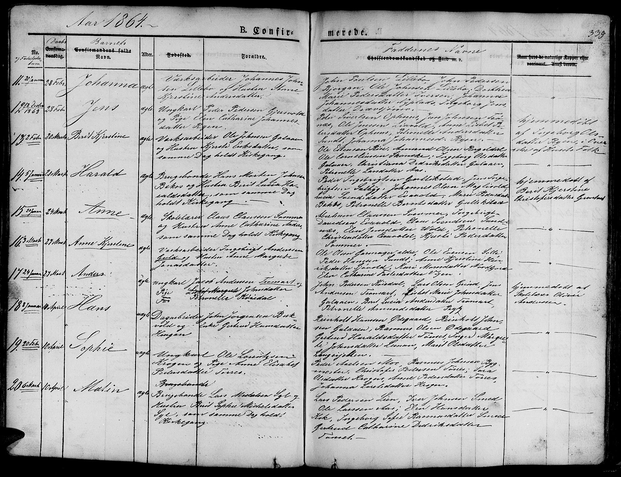 Ministerialprotokoller, klokkerbøker og fødselsregistre - Sør-Trøndelag, SAT/A-1456/681/L0938: Parish register (copy) no. 681C02, 1829-1879, p. 339