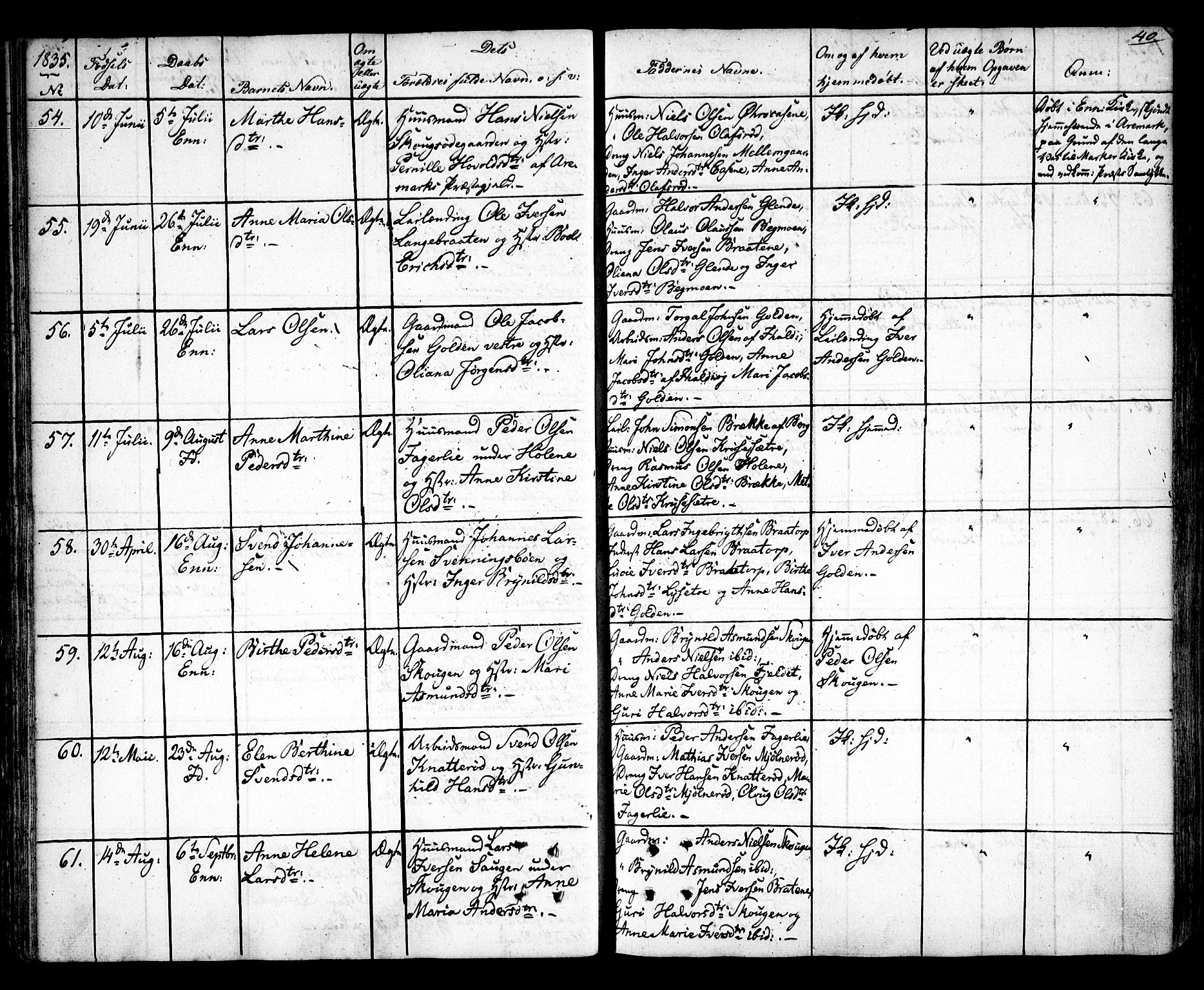 Idd prestekontor Kirkebøker, AV/SAO-A-10911/F/Fc/L0003: Parish register (official) no. III 3, 1832-1847, p. 40