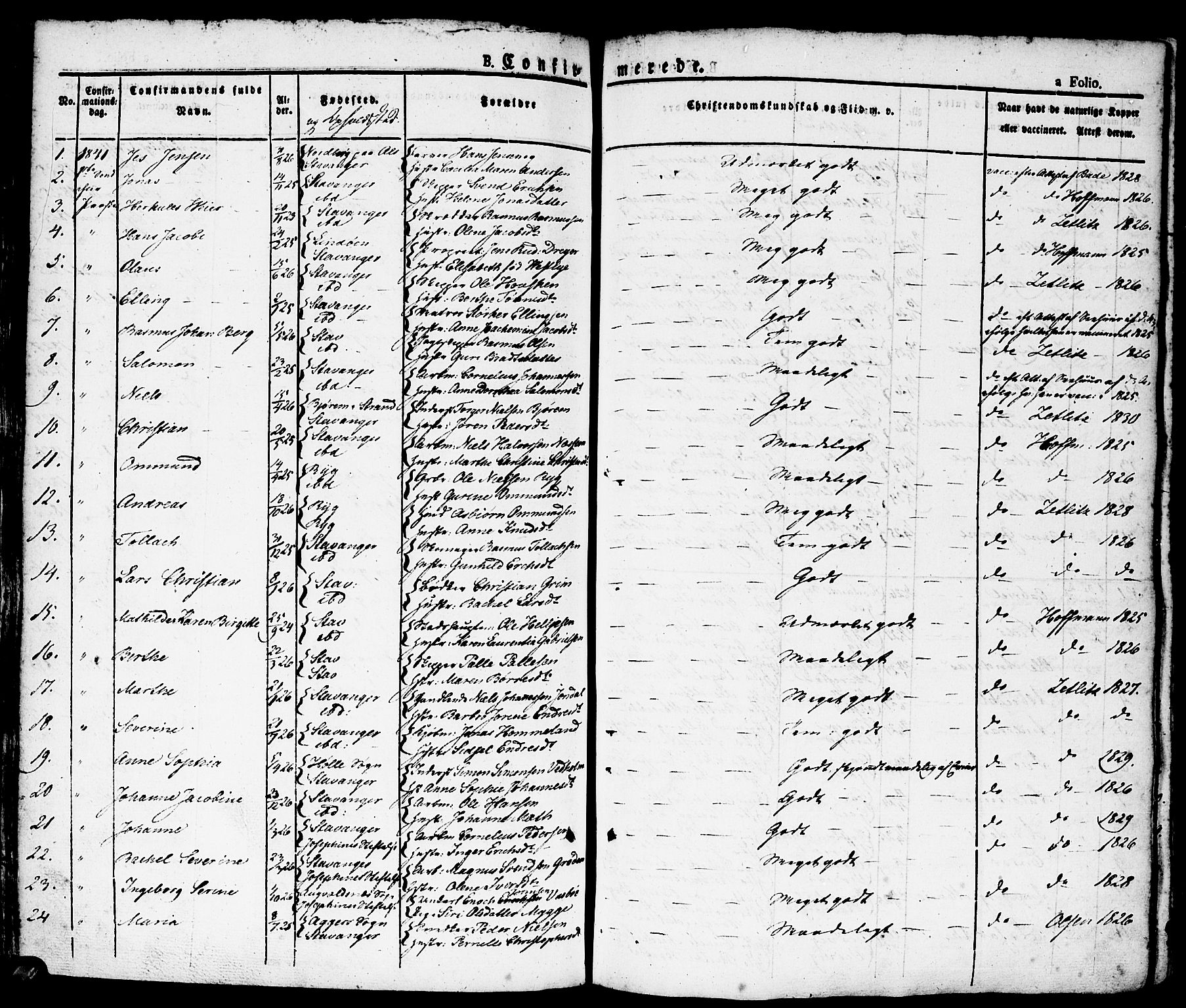 Domkirken sokneprestkontor, AV/SAST-A-101812/001/30/30BA/L0011: Parish register (official) no. A 11, 1832-1856