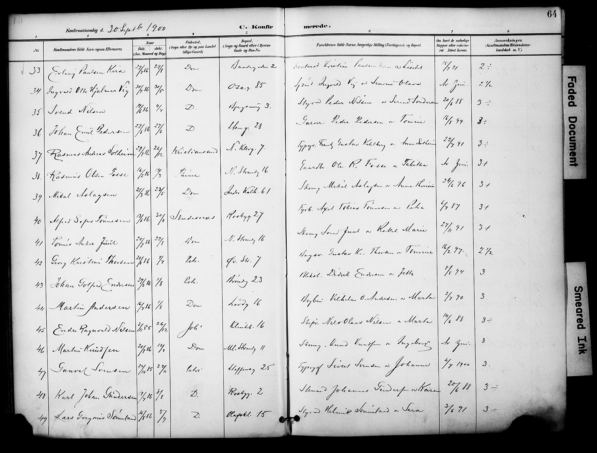 Domkirken sokneprestkontor, AV/SAST-A-101812/001/30/30BA/L0031: Parish register (official) no. A 30, 1896-1916, p. 64