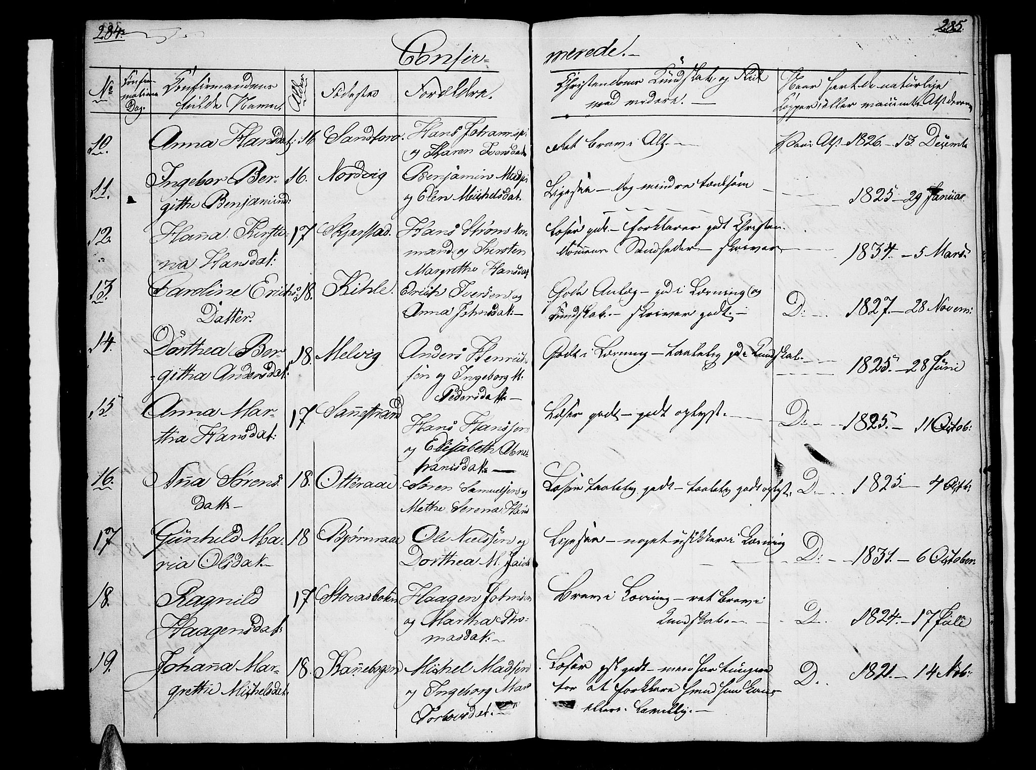 Trondenes sokneprestkontor, AV/SATØ-S-1319/H/Hb/L0005klokker: Parish register (copy) no. 5, 1834-1845, p. 284-285