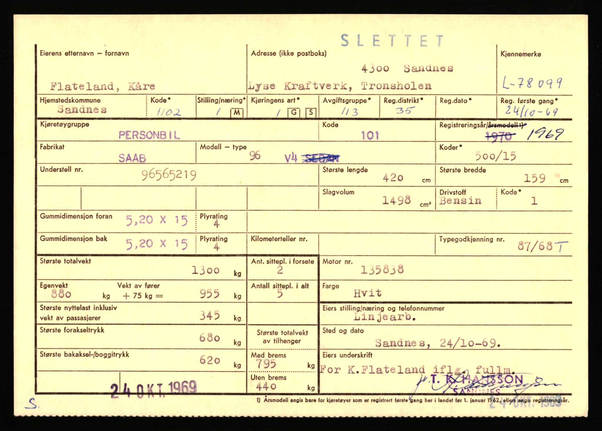 Stavanger trafikkstasjon, AV/SAST-A-101942/0/F/L0069: L-76801 - L-78797, 1930-1971, p. 1443