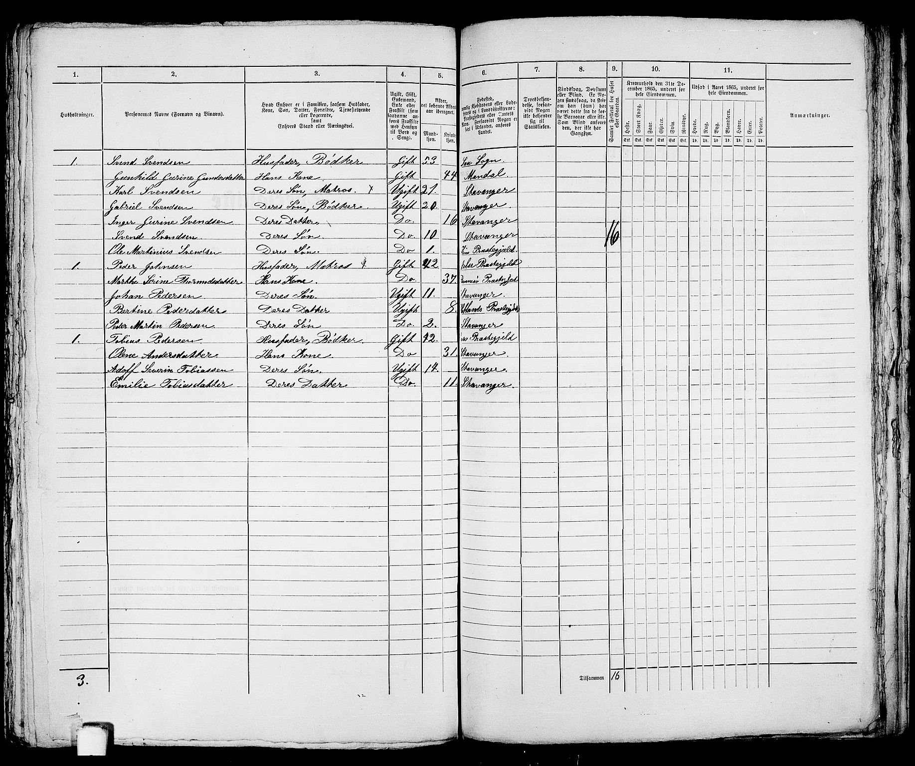 RA, 1865 census for Stavanger, 1865, p. 2392