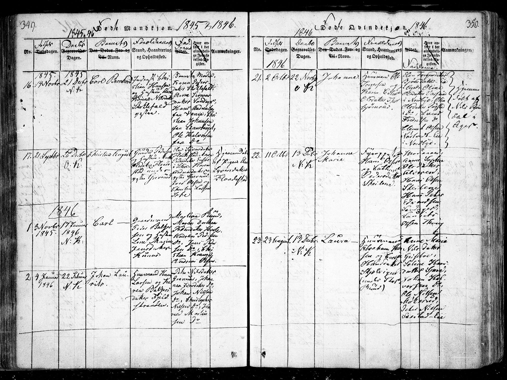 Nesodden prestekontor Kirkebøker, SAO/A-10013/F/Fa/L0006: Parish register (official) no. I 6, 1814-1847, p. 349-350