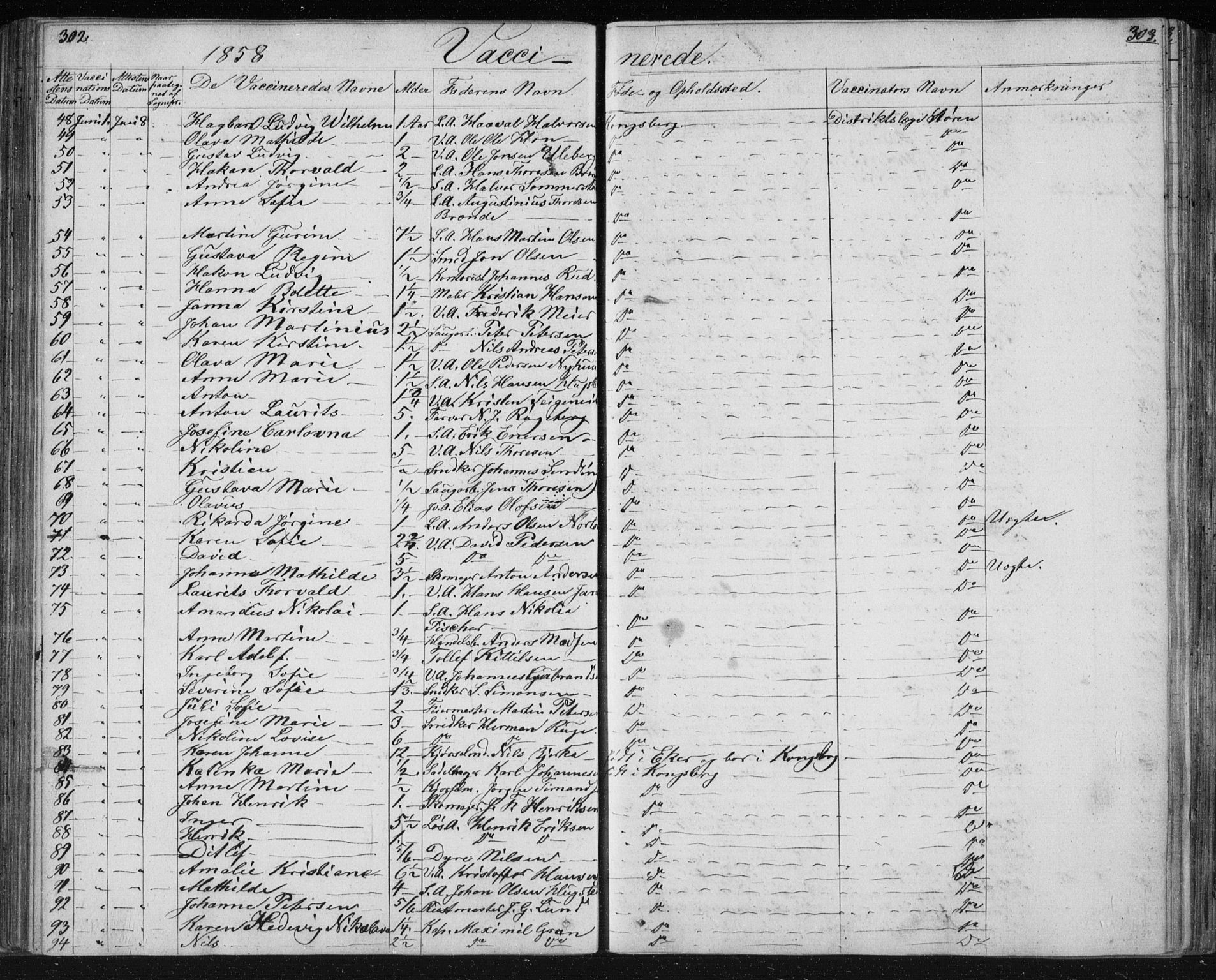 Kongsberg kirkebøker, AV/SAKO-A-22/F/Fa/L0009: Parish register (official) no. I 9, 1839-1858, p. 302-303