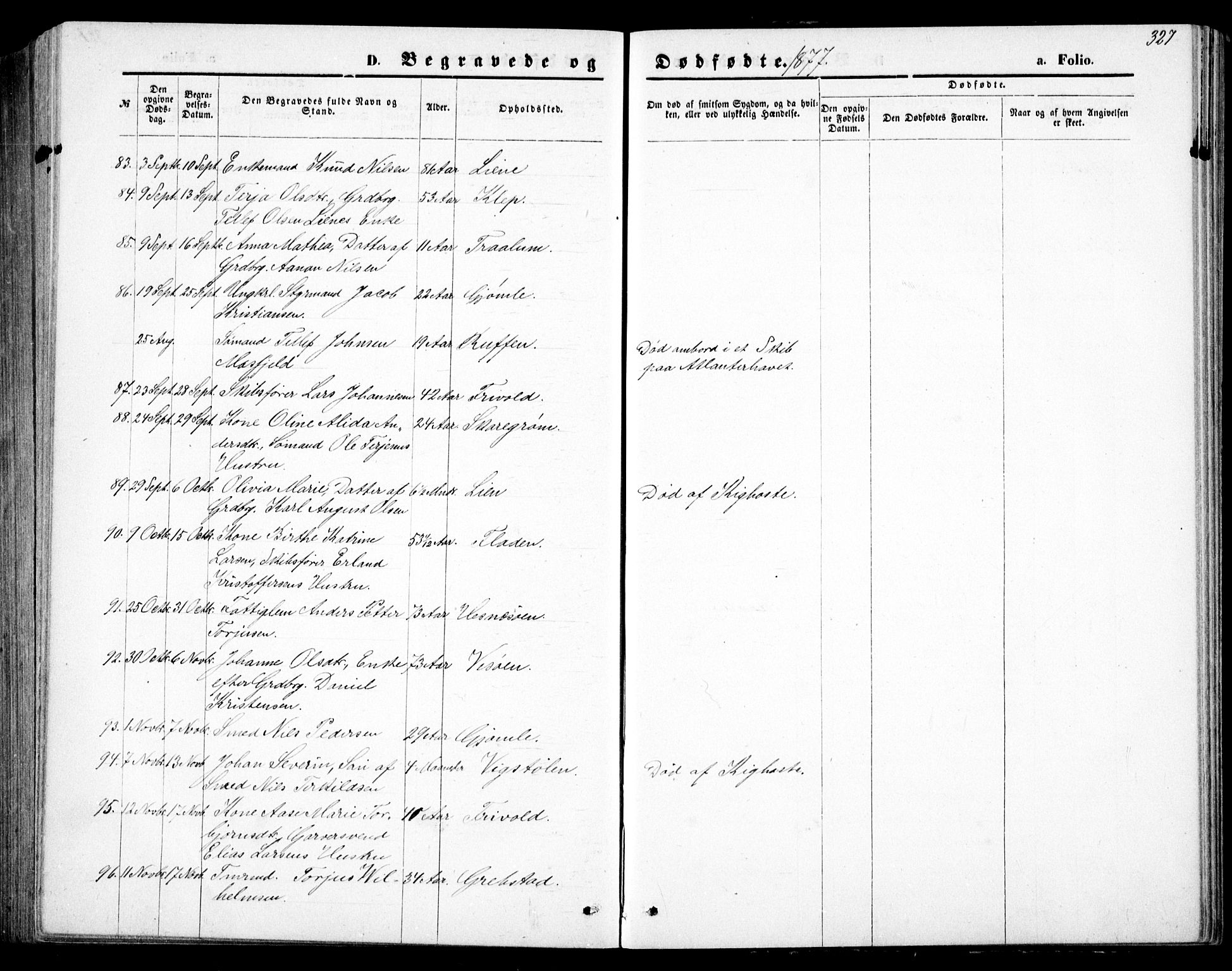 Fjære sokneprestkontor, AV/SAK-1111-0011/F/Fb/L0010: Parish register (copy) no. B 10, 1871-1880, p. 327