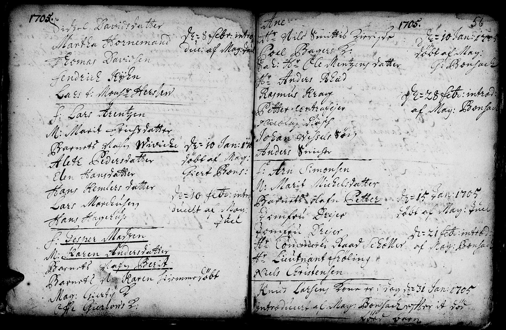 Ministerialprotokoller, klokkerbøker og fødselsregistre - Sør-Trøndelag, SAT/A-1456/601/L0034: Parish register (official) no. 601A02, 1702-1714, p. 56
