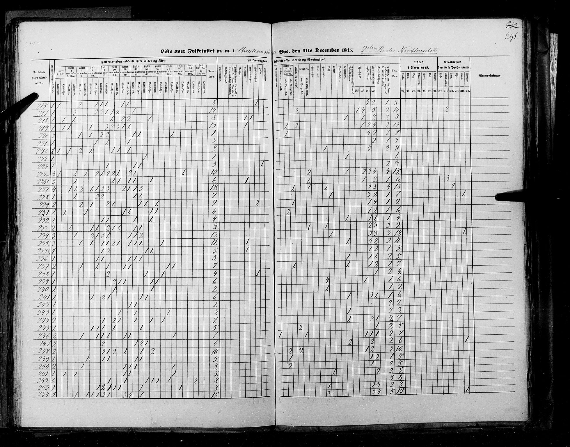 RA, Census 1845, vol. 11: Cities, 1845, p. 291