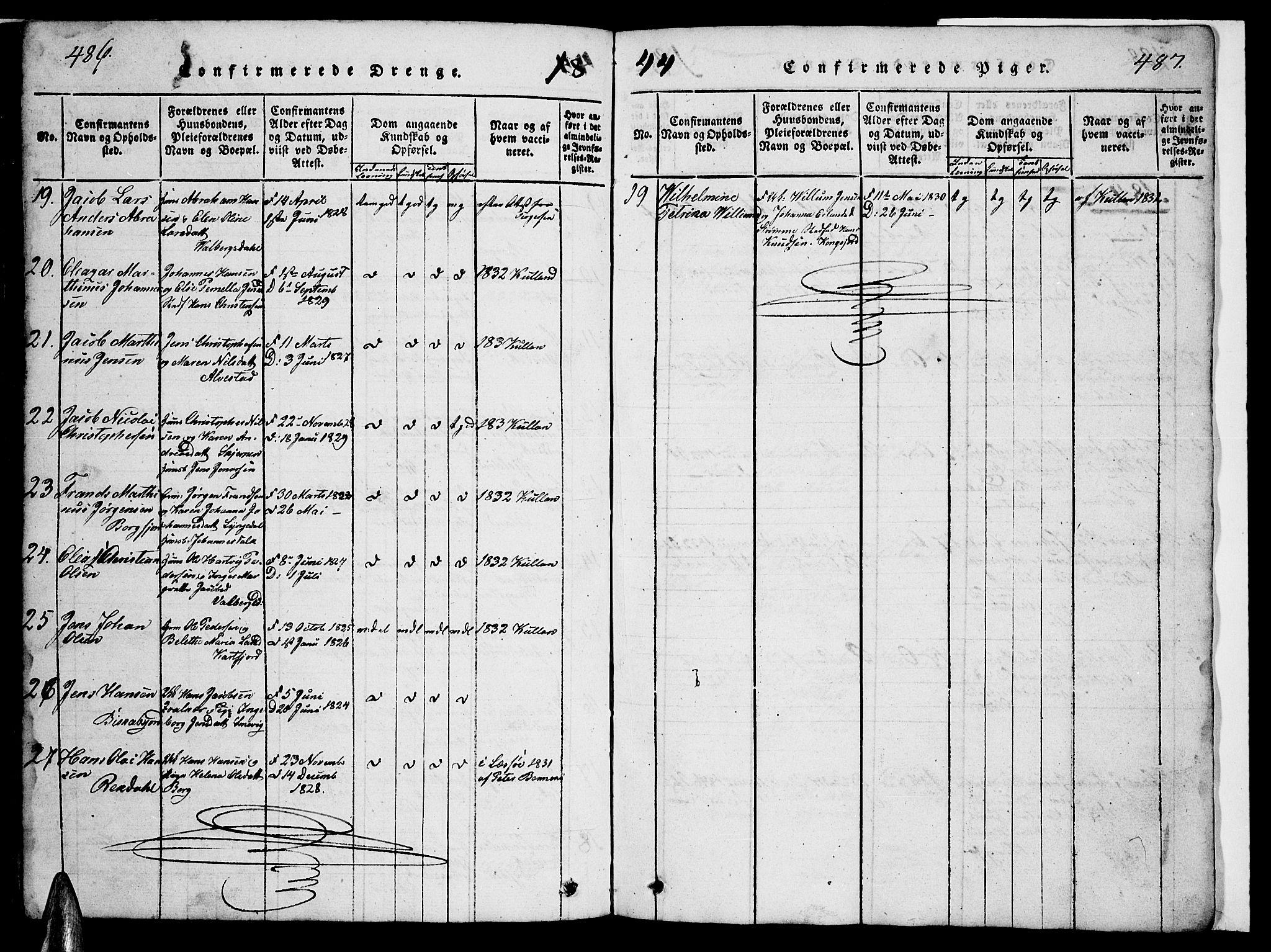 Ministerialprotokoller, klokkerbøker og fødselsregistre - Nordland, AV/SAT-A-1459/880/L1139: Parish register (copy) no. 880C01, 1836-1857, p. 486-487