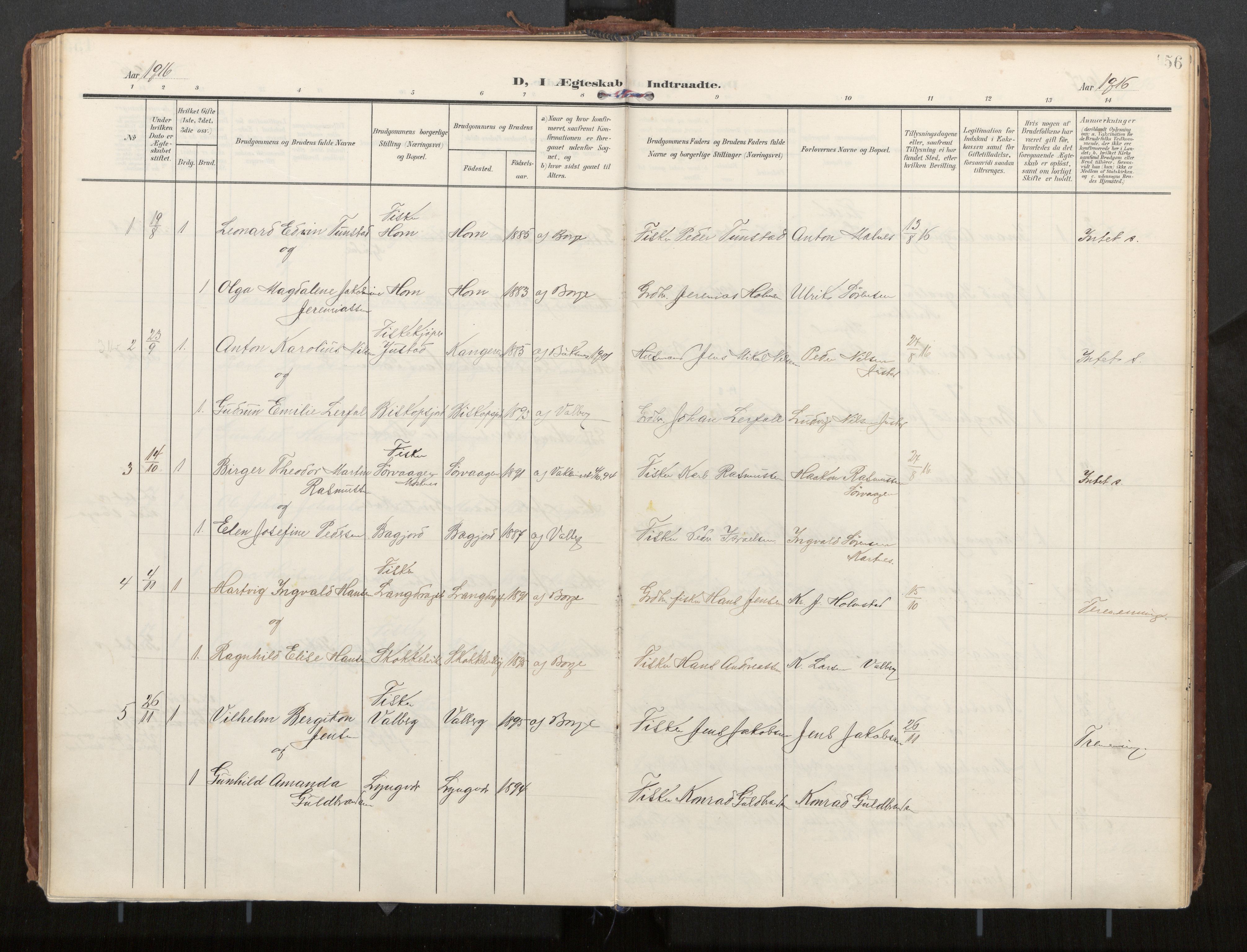 Ministerialprotokoller, klokkerbøker og fødselsregistre - Nordland, AV/SAT-A-1459/884/L1194: Parish register (official) no. 884A02, 1906-1937, p. 156