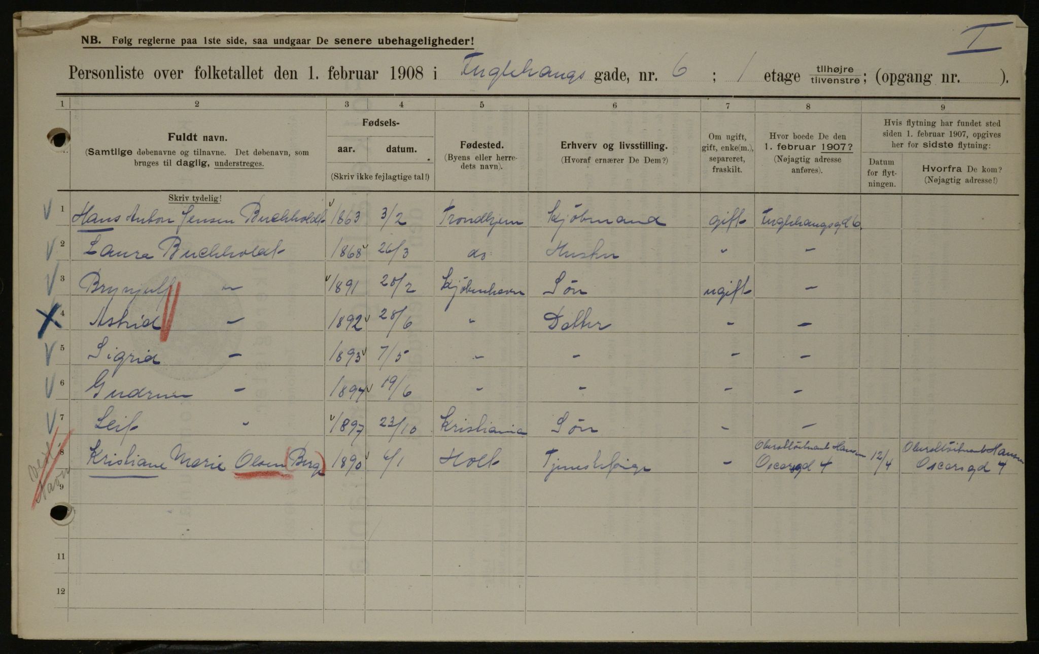 OBA, Municipal Census 1908 for Kristiania, 1908, p. 25601