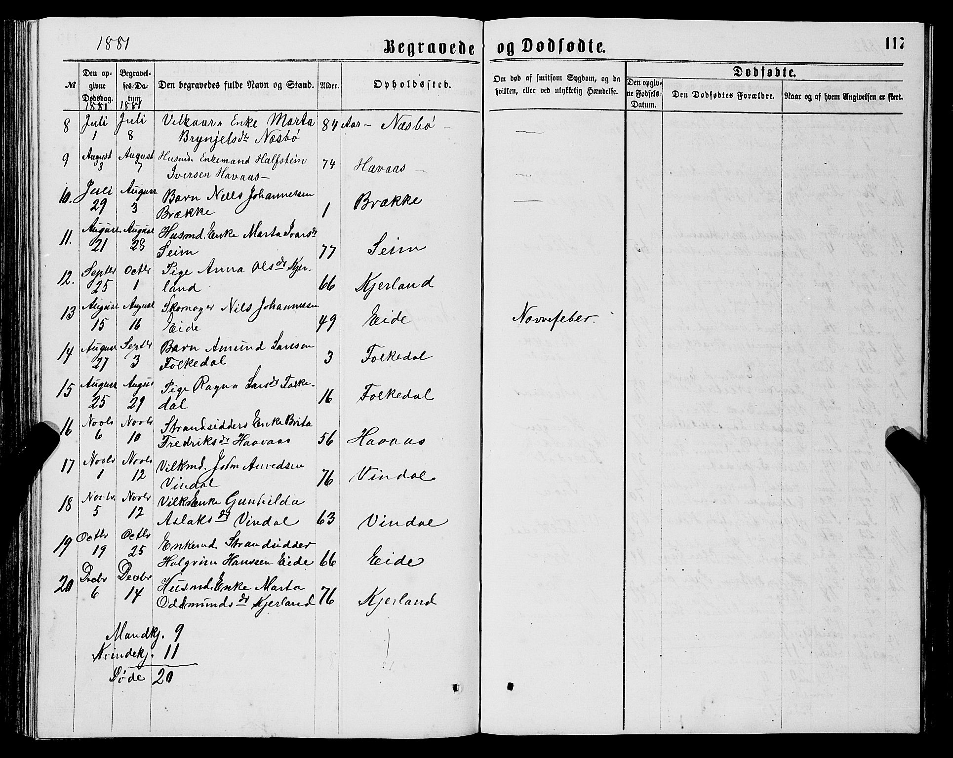 Ulvik sokneprestembete, SAB/A-78801/H/Hab: Parish register (copy) no. B 2, 1869-1883, p. 117