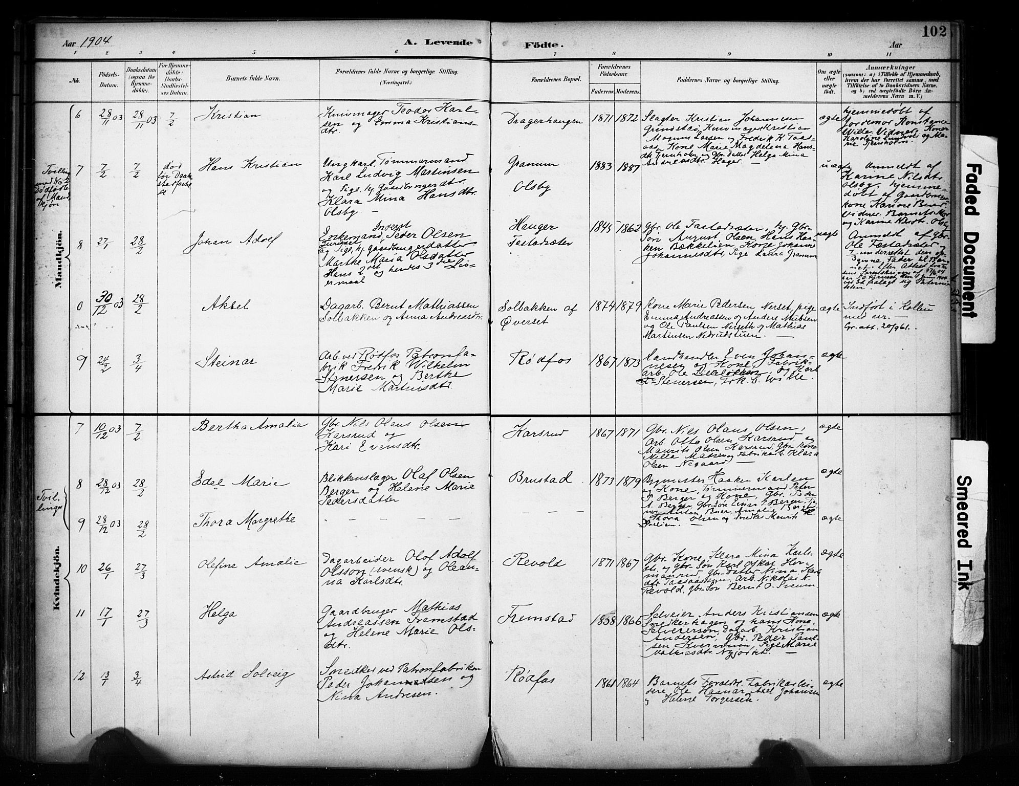 Vestre Toten prestekontor, SAH/PREST-108/H/Ha/Haa/L0011: Parish register (official) no. 11, 1895-1906, p. 102