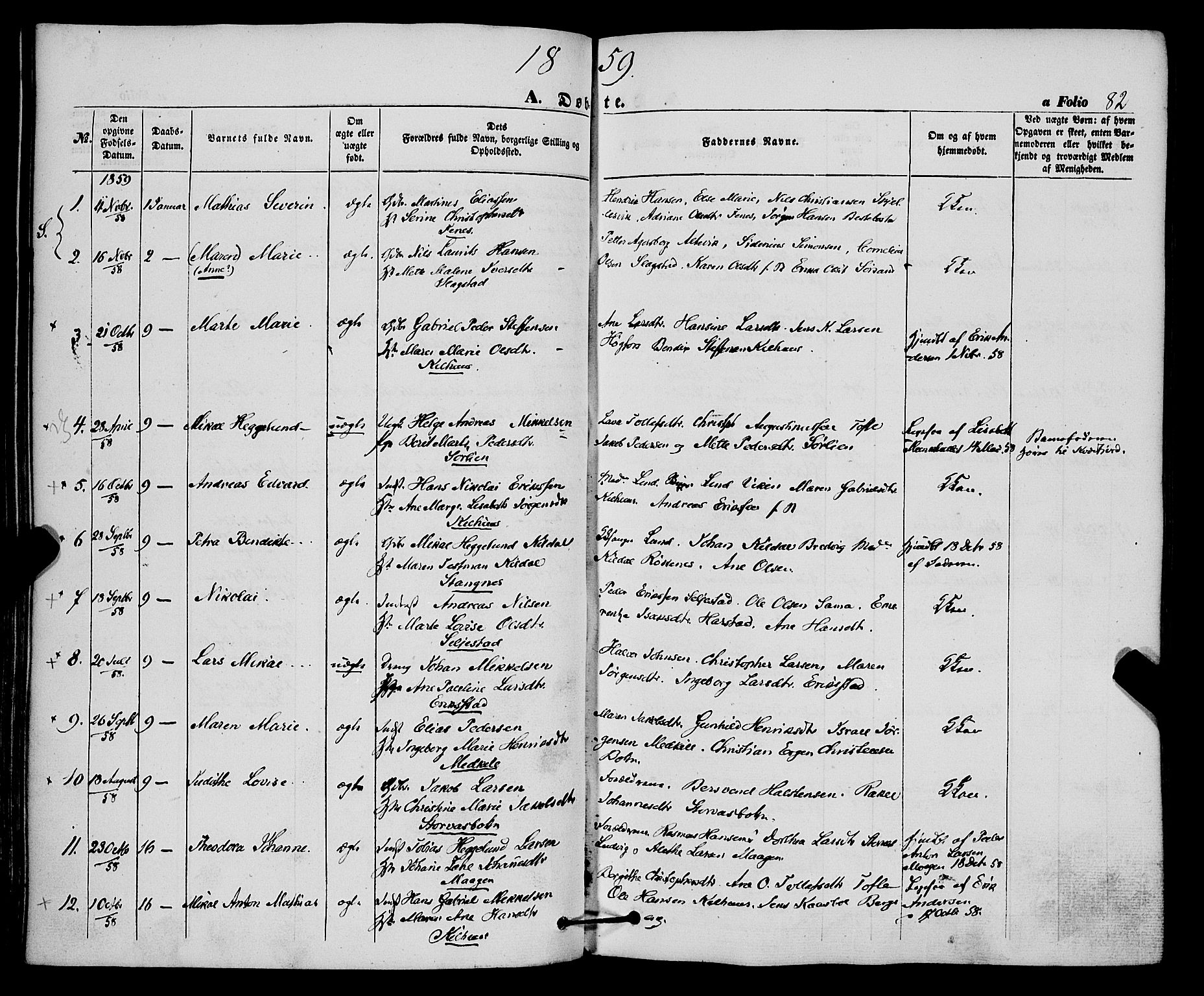 Trondenes sokneprestkontor, SATØ/S-1319/H/Ha/L0011kirke: Parish register (official) no. 11, 1853-1862, p. 82