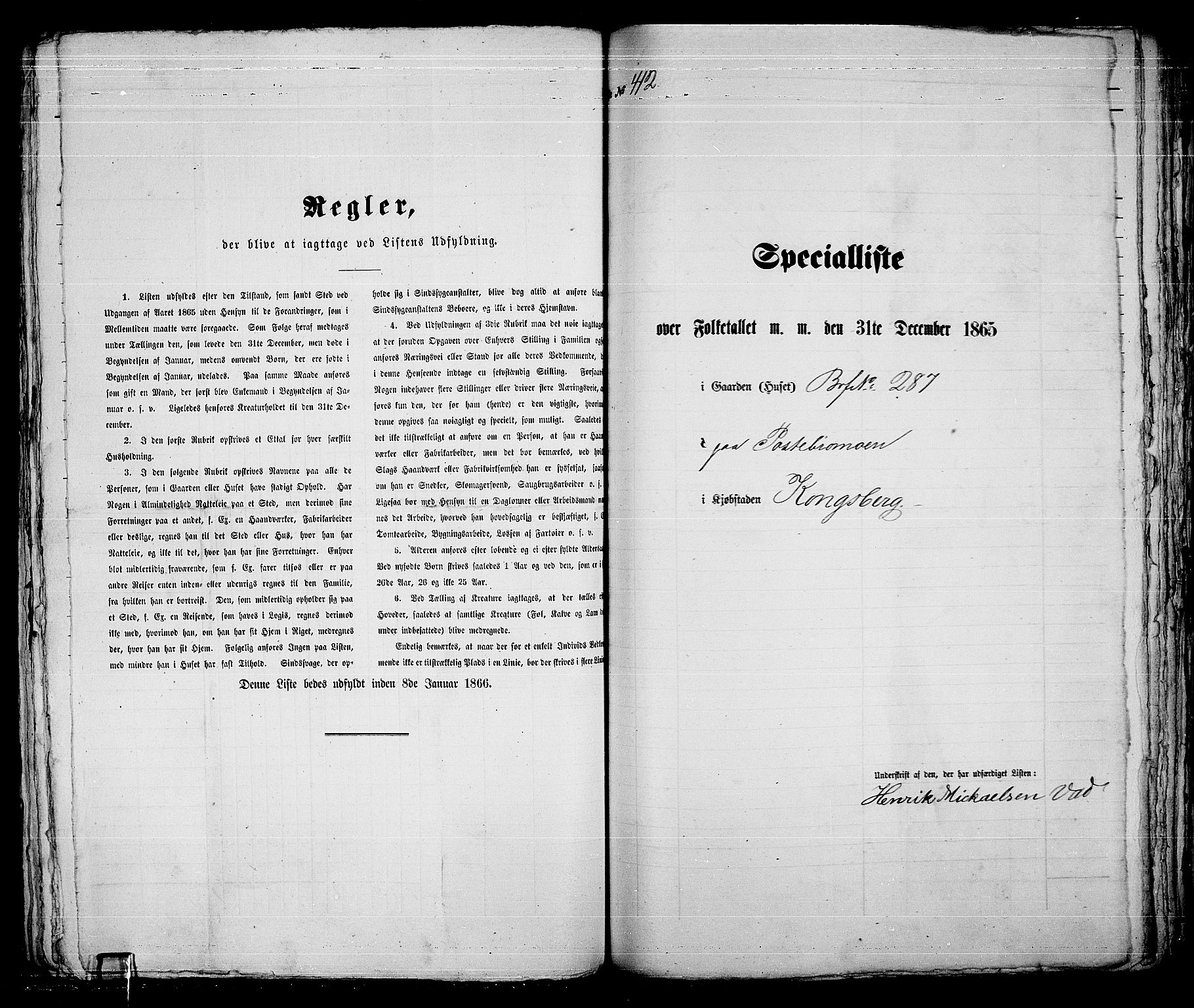 RA, 1865 census for Kongsberg/Kongsberg, 1865, p. 839