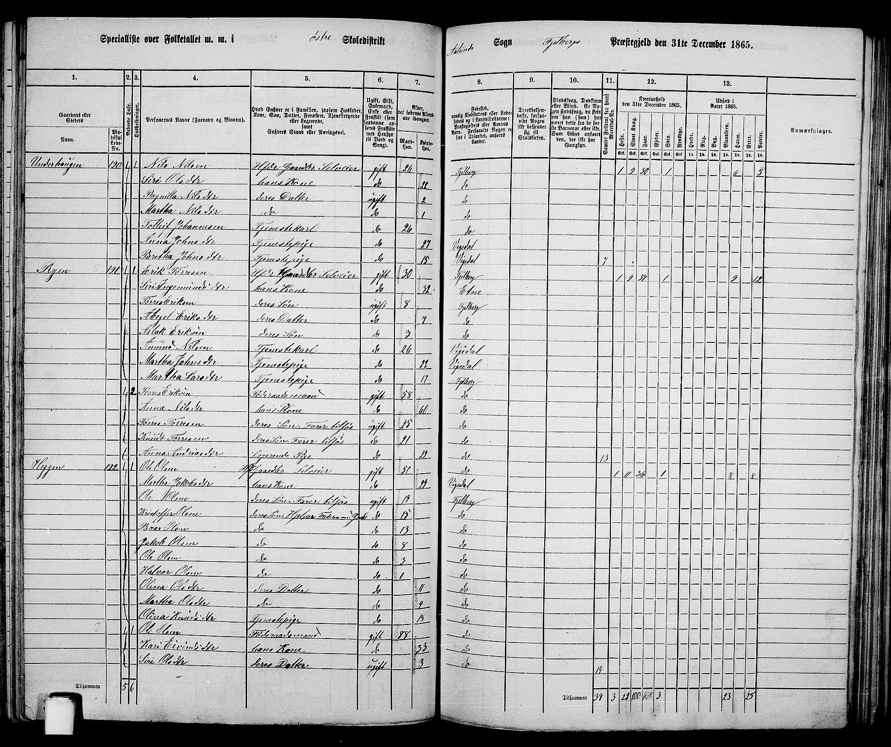 RA, 1865 census for Fjelberg, 1865, p. 115