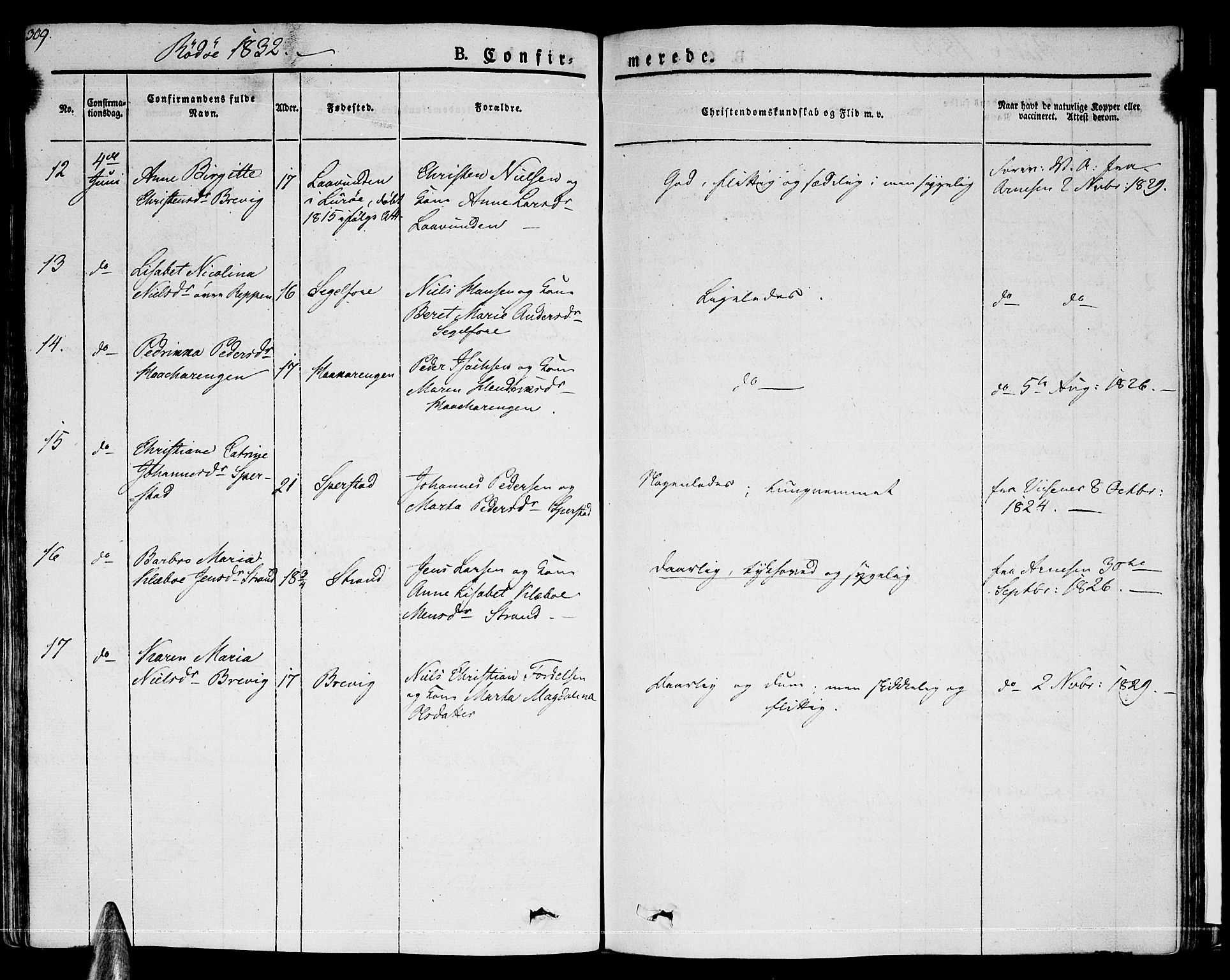 Ministerialprotokoller, klokkerbøker og fødselsregistre - Nordland, AV/SAT-A-1459/841/L0598: Parish register (official) no. 841A06 /1, 1825-1844, p. 309