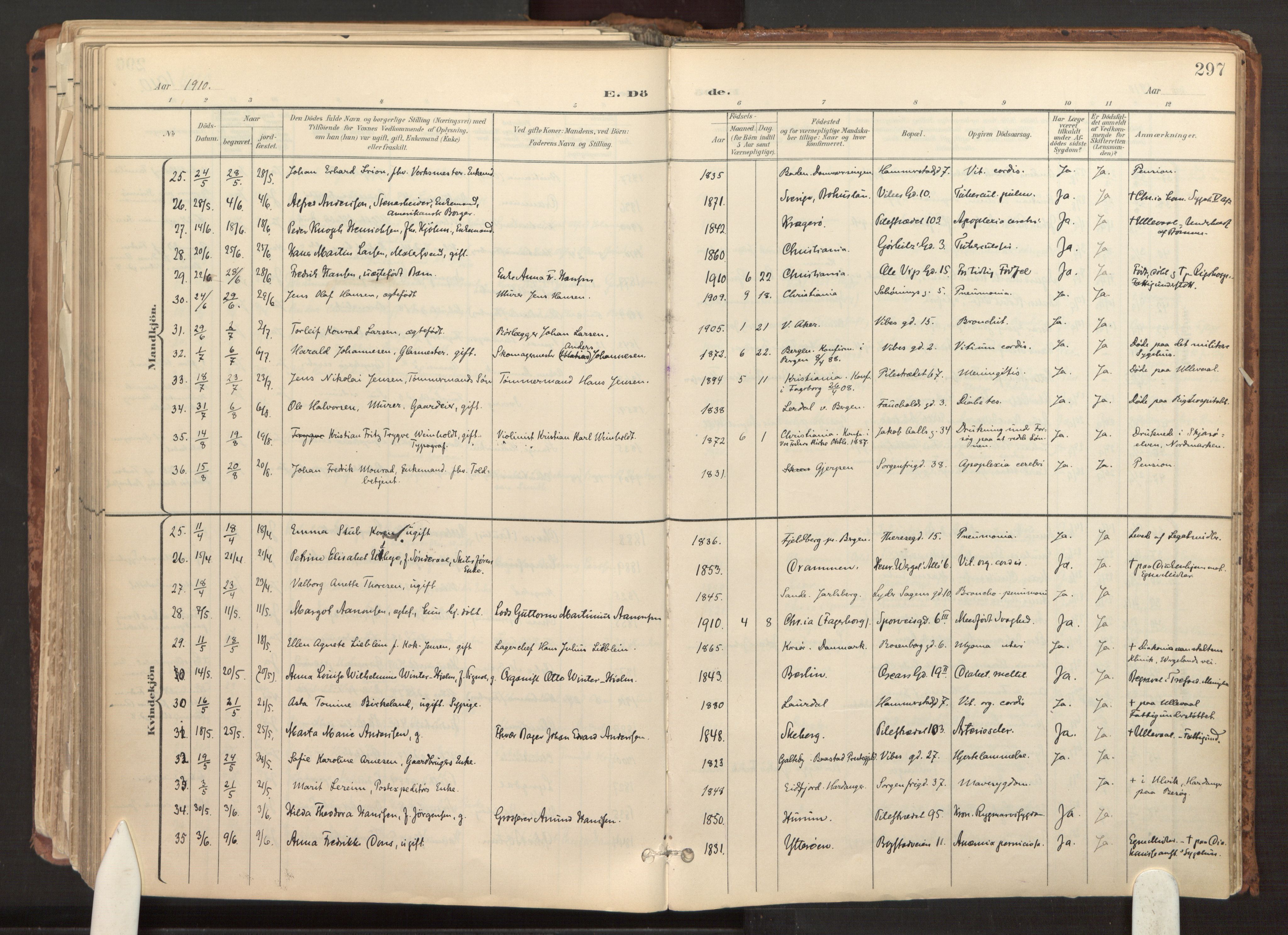 Fagerborg prestekontor Kirkebøker, AV/SAO-A-10844/F/Fa/L0003: Parish register (official) no. 3, 1898-1916, p. 297