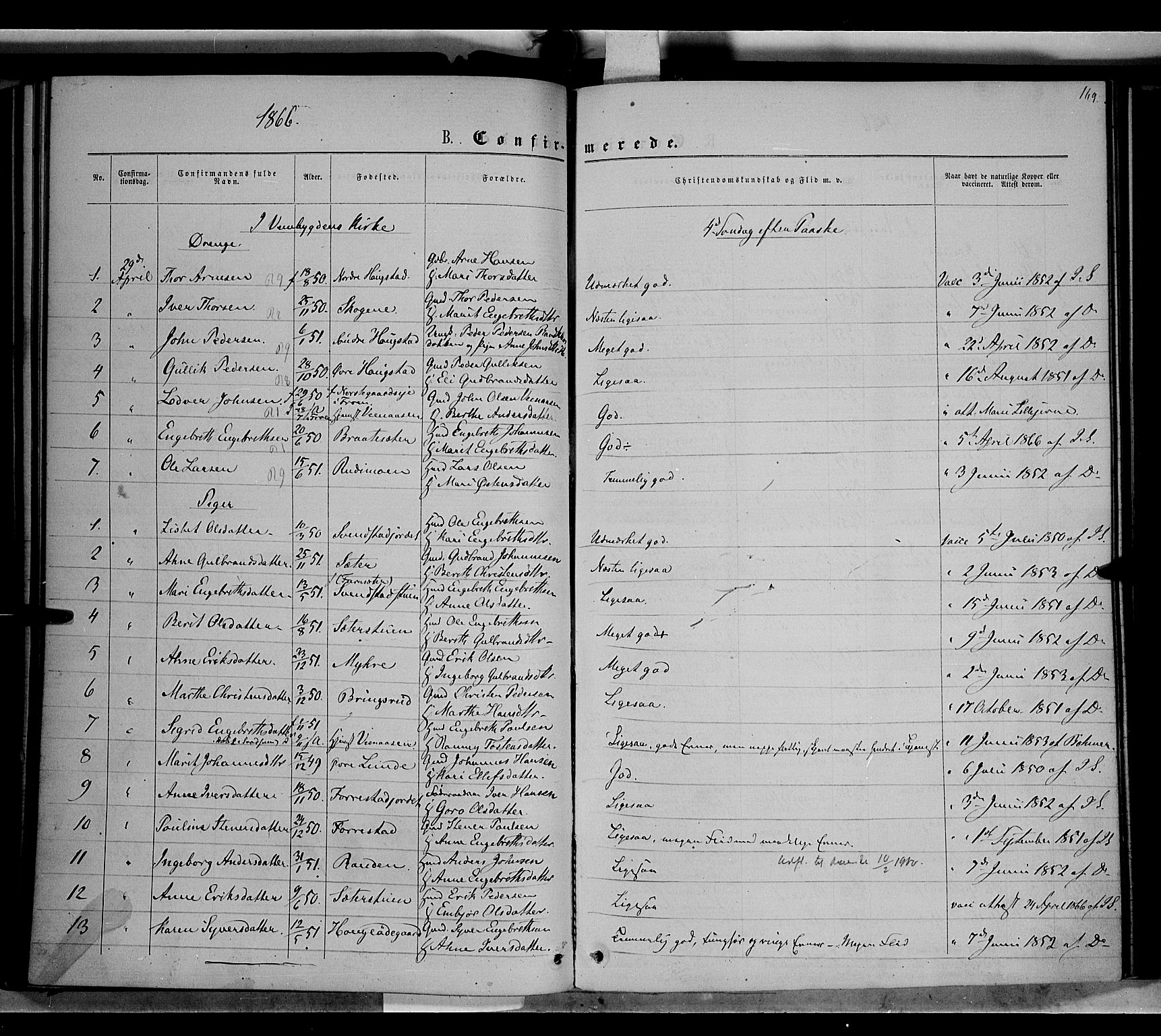 Ringebu prestekontor, SAH/PREST-082/H/Ha/Haa/L0007: Parish register (official) no. 7, 1860-1877, p. 169