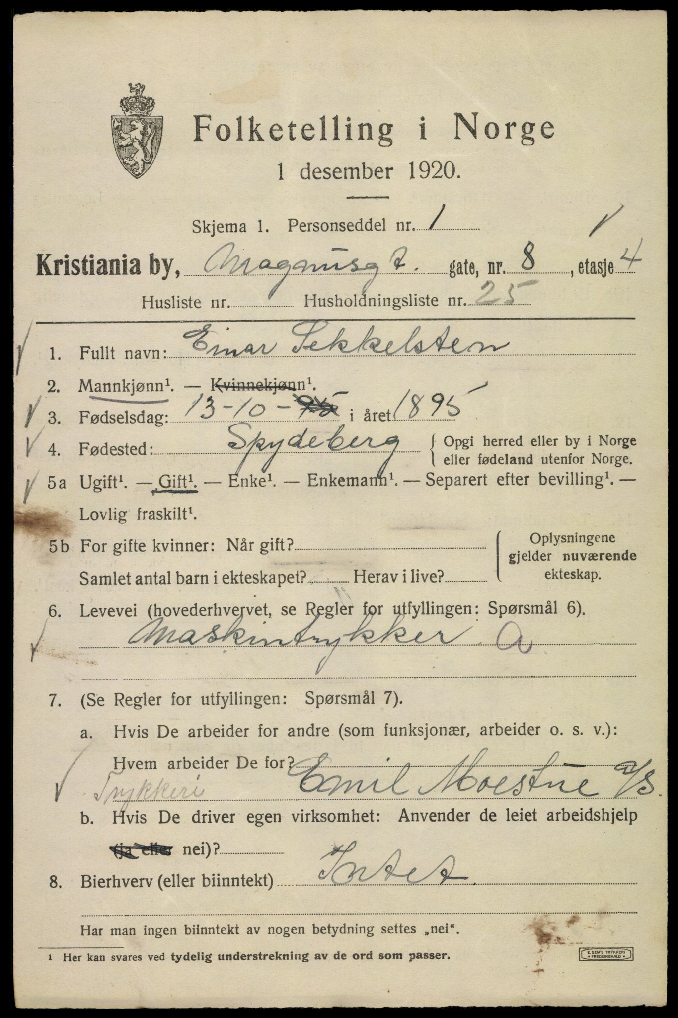 SAO, 1920 census for Kristiania, 1920, p. 371485