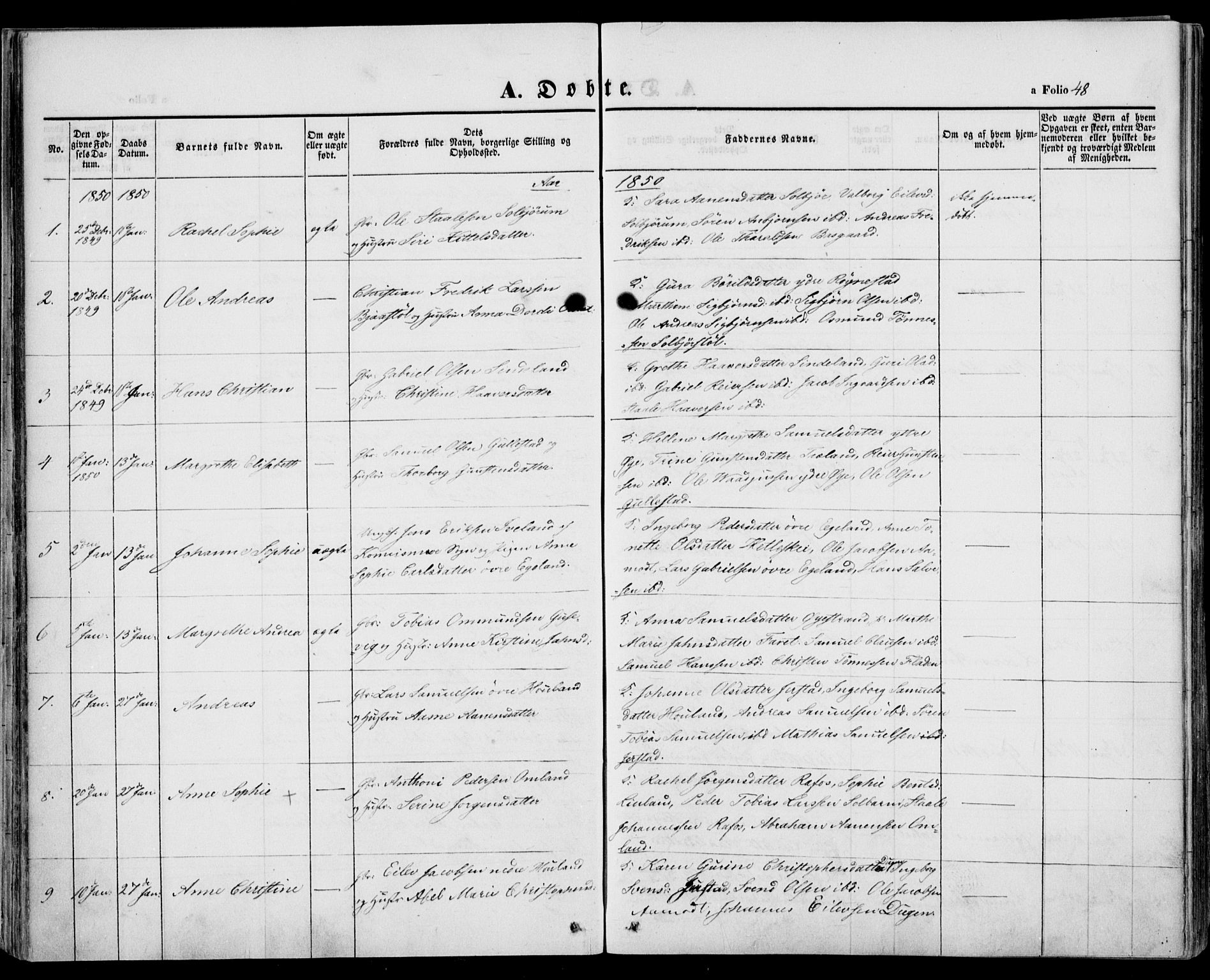 Kvinesdal sokneprestkontor, SAK/1111-0026/F/Fa/Fab/L0005: Parish register (official) no. A 5, 1844-1857, p. 48