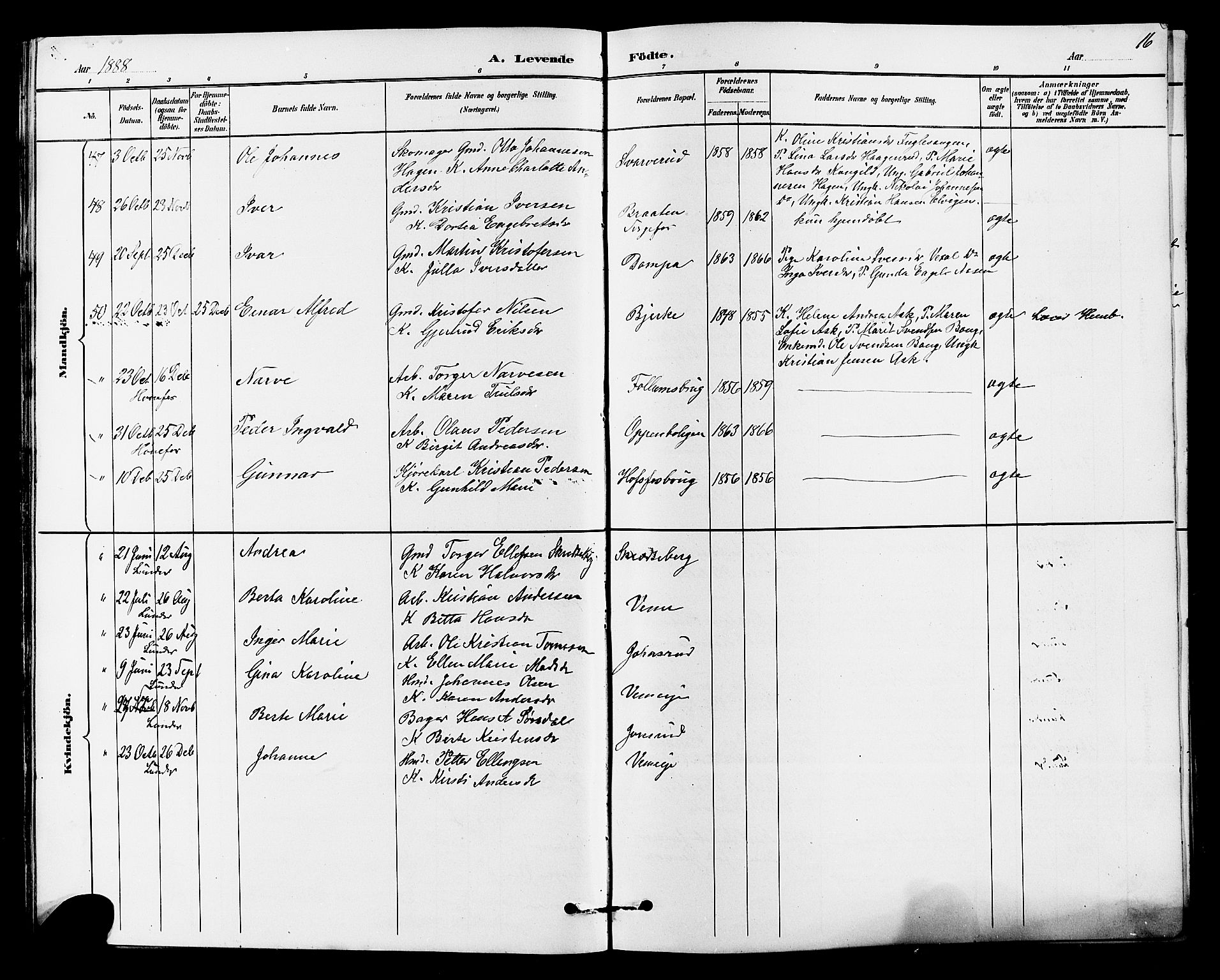 Norderhov kirkebøker, AV/SAKO-A-237/G/Ga/L0008: Parish register (copy) no. I 8, 1887-1912, p. 16