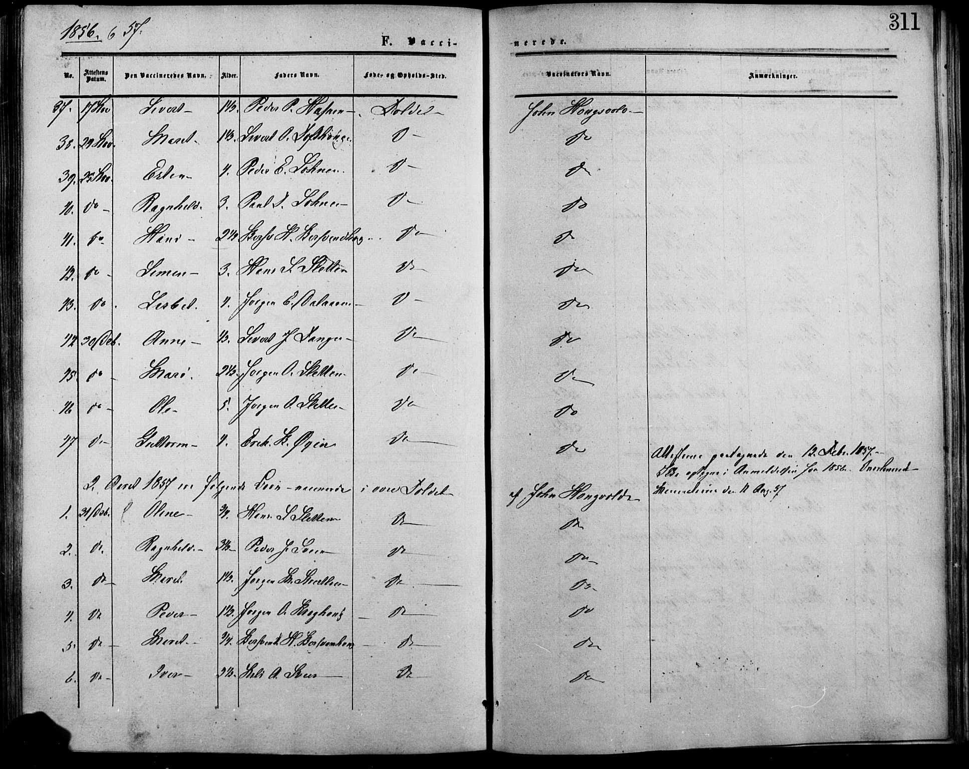 Lesja prestekontor, SAH/PREST-068/H/Ha/Haa/L0007: Parish register (official) no. 7, 1854-1862, p. 311