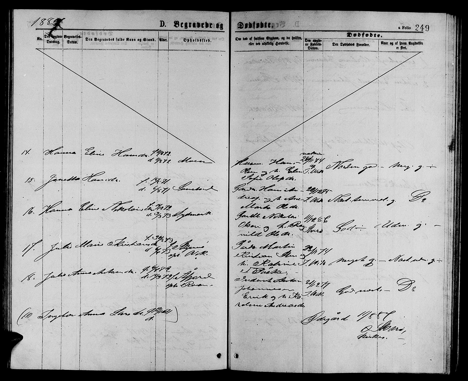 Ministerialprotokoller, klokkerbøker og fødselsregistre - Sør-Trøndelag, SAT/A-1456/657/L0715: Parish register (copy) no. 657C02, 1873-1888, p. 249