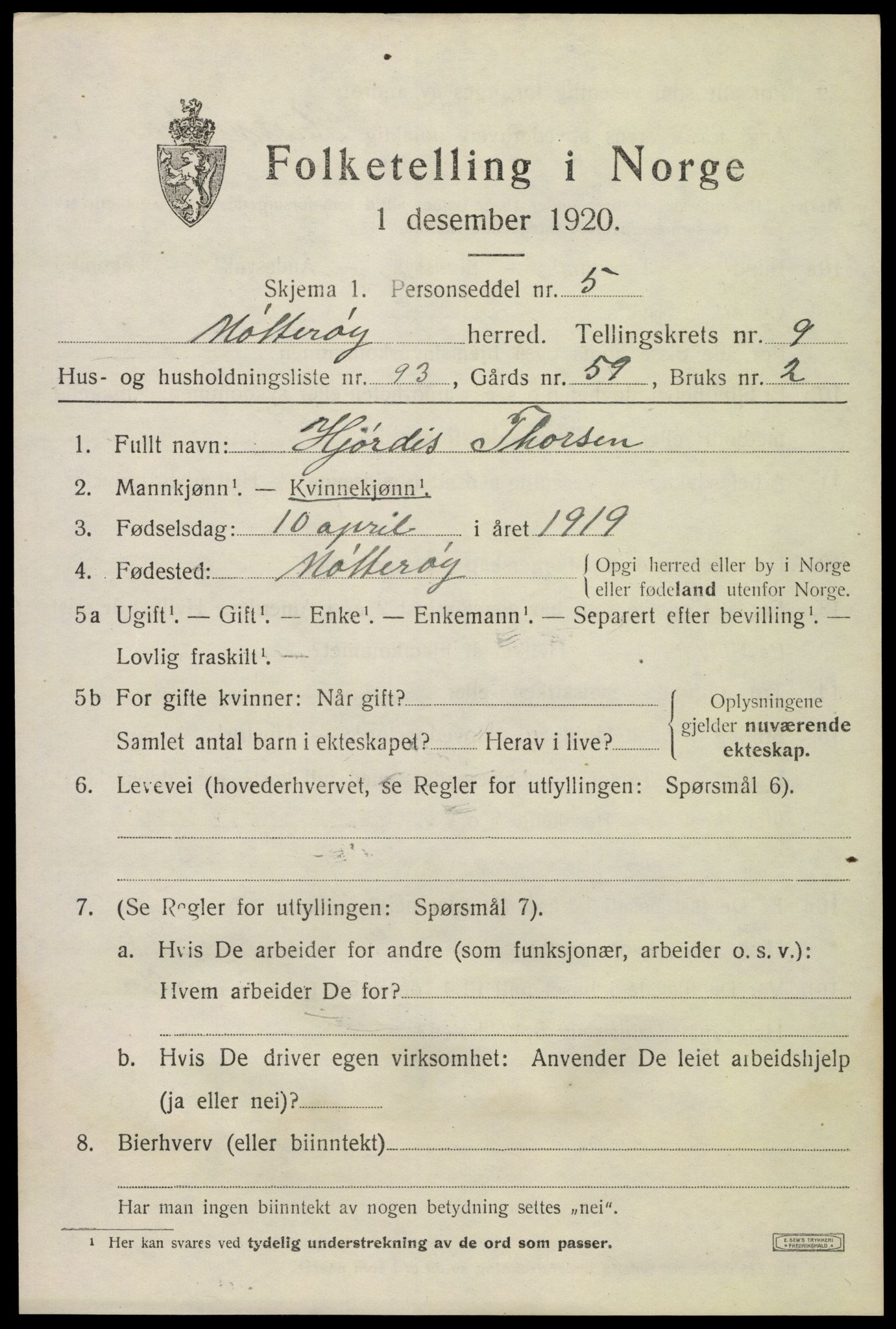 SAKO, 1920 census for Nøtterøy, 1920, p. 12351