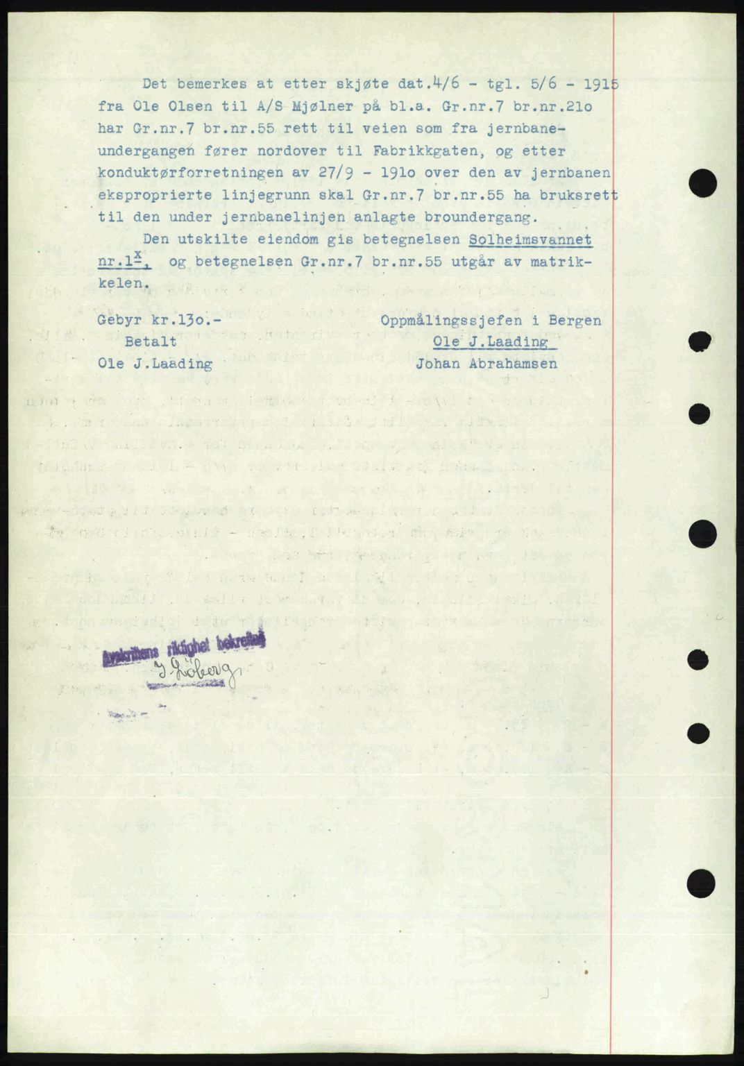 Byfogd og Byskriver i Bergen, SAB/A-3401/03/03Bc/L0022: Mortgage book no. A18, 1946-1946, Diary no: : 223/1946