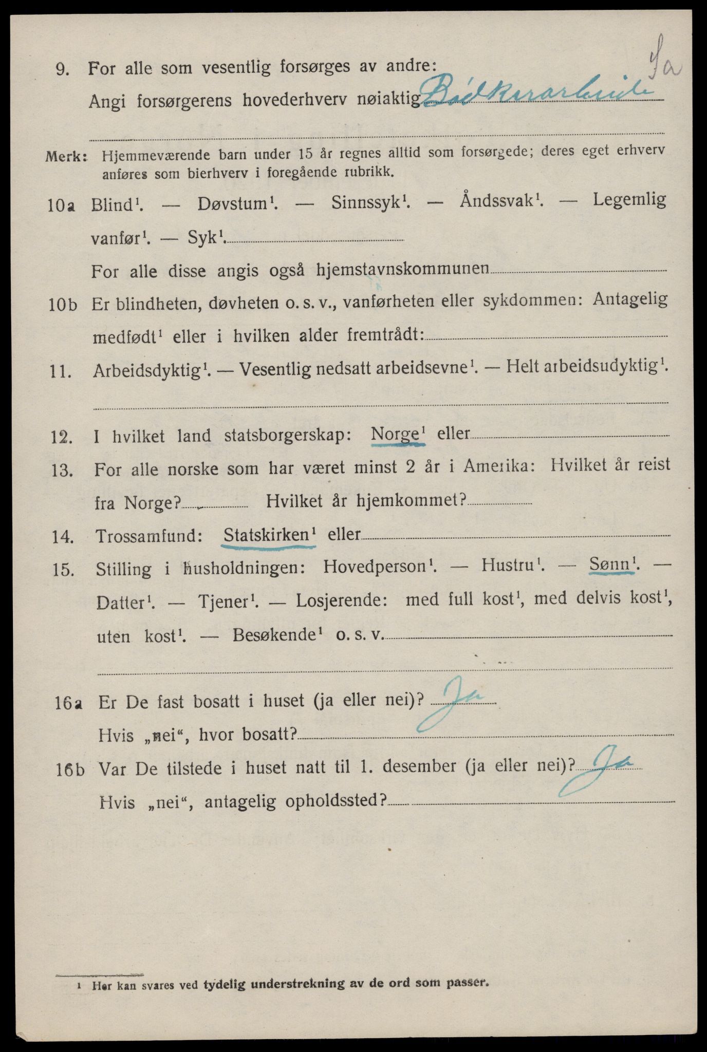 SAST, 1920 census for Jelsa, 1920, p. 2289