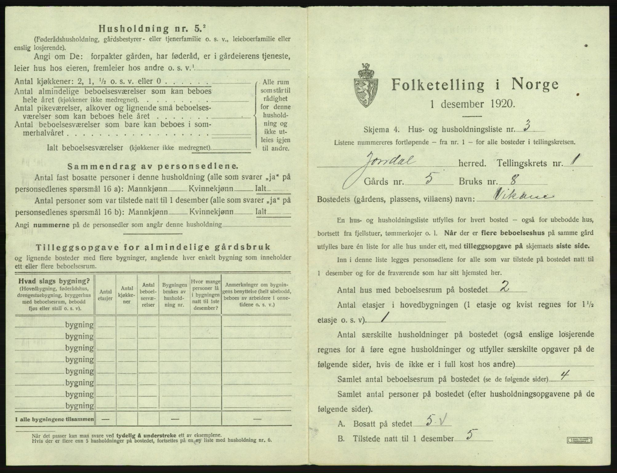 SAB, 1920 census for Jondal, 1920, p. 35