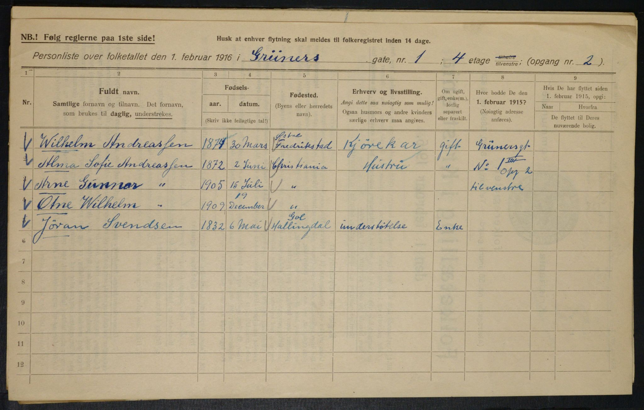 OBA, Municipal Census 1916 for Kristiania, 1916, p. 31181