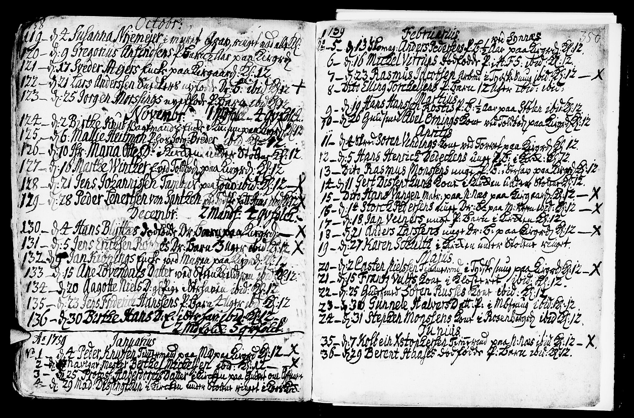 Nykirken Sokneprestembete, SAB/A-77101/H/Haa/L0009: Parish register (official) no. A 9, 1689-1759, p. 350