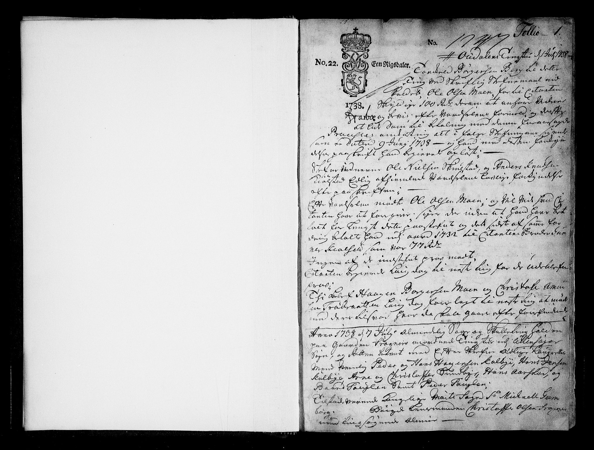 Øvre Romerike sorenskriveri, SAO/A-10649/F/Fb/L0053: Tingbok 53, 1738-1741, p. 0b-1a