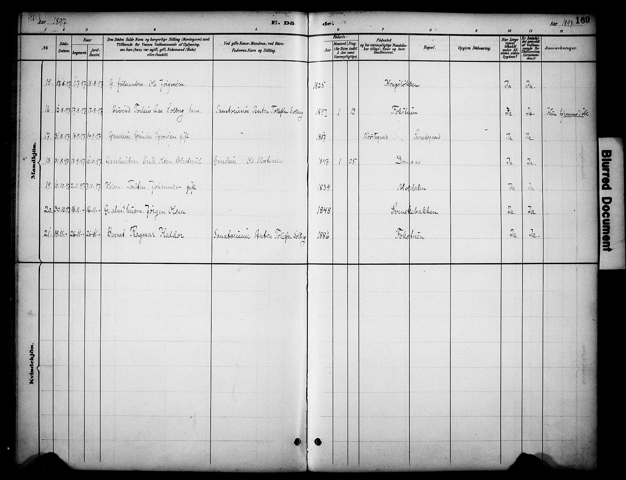 Dovre prestekontor, AV/SAH-PREST-066/H/Ha/Haa/L0003: Parish register (official) no. 3, 1891-1901, p. 169