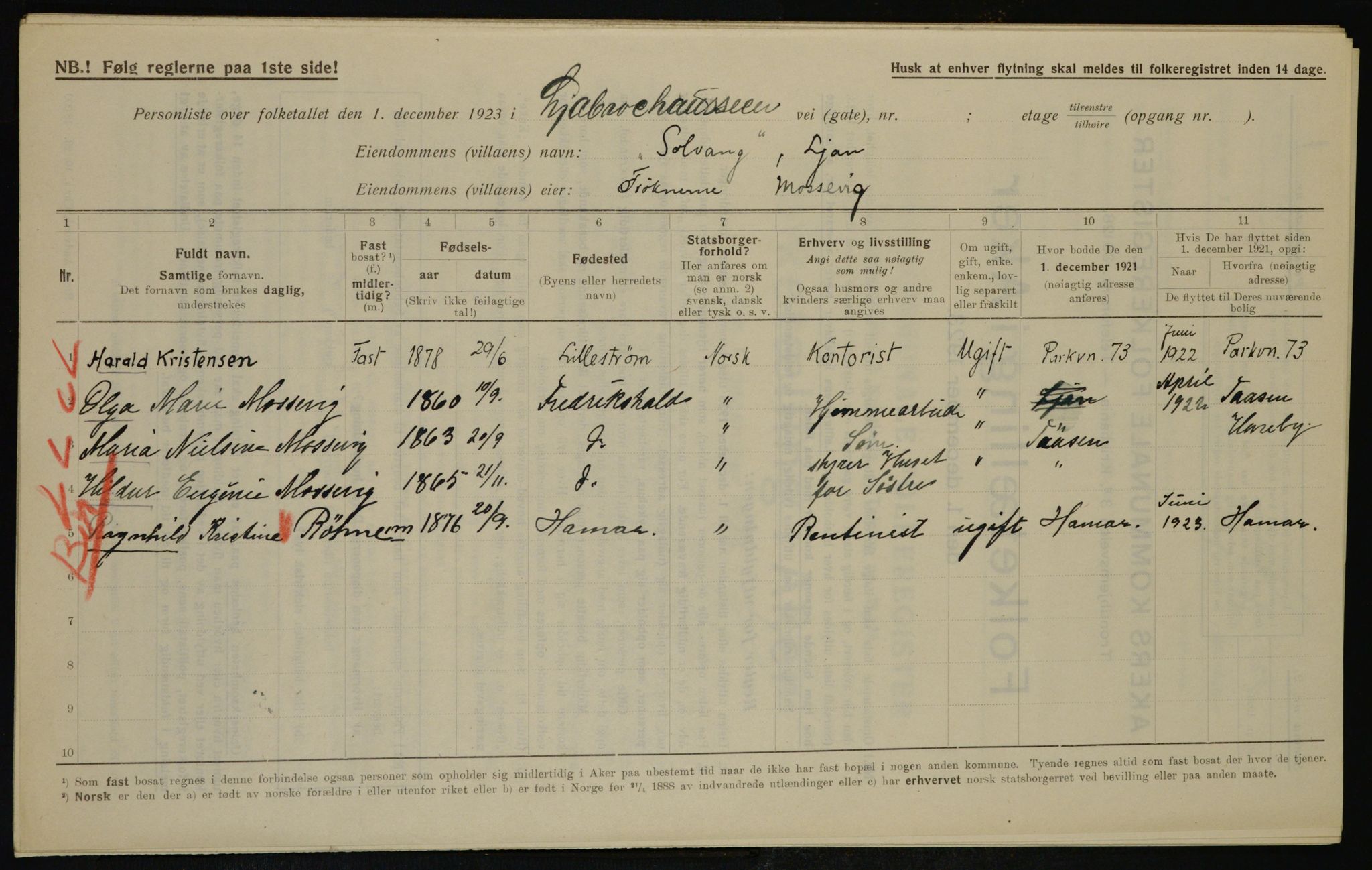 , Municipal Census 1923 for Aker, 1923, p. 41669