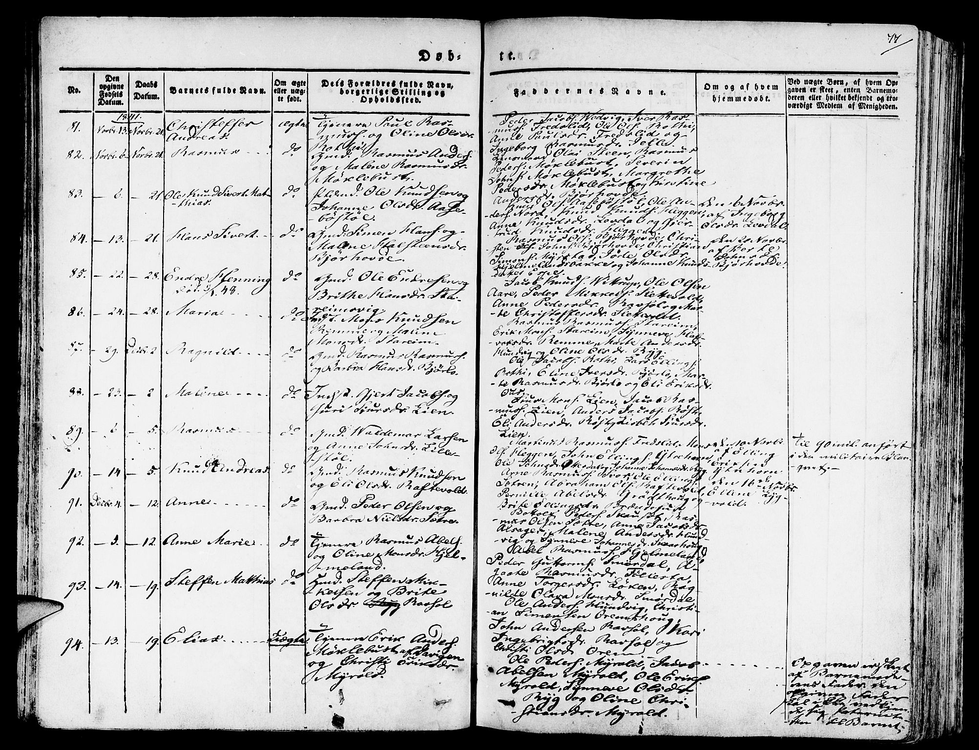 Eid sokneprestembete, AV/SAB-A-82301/H/Haa/Haaa/L0006: Parish register (official) no. A 6, 1831-1843, p. 77