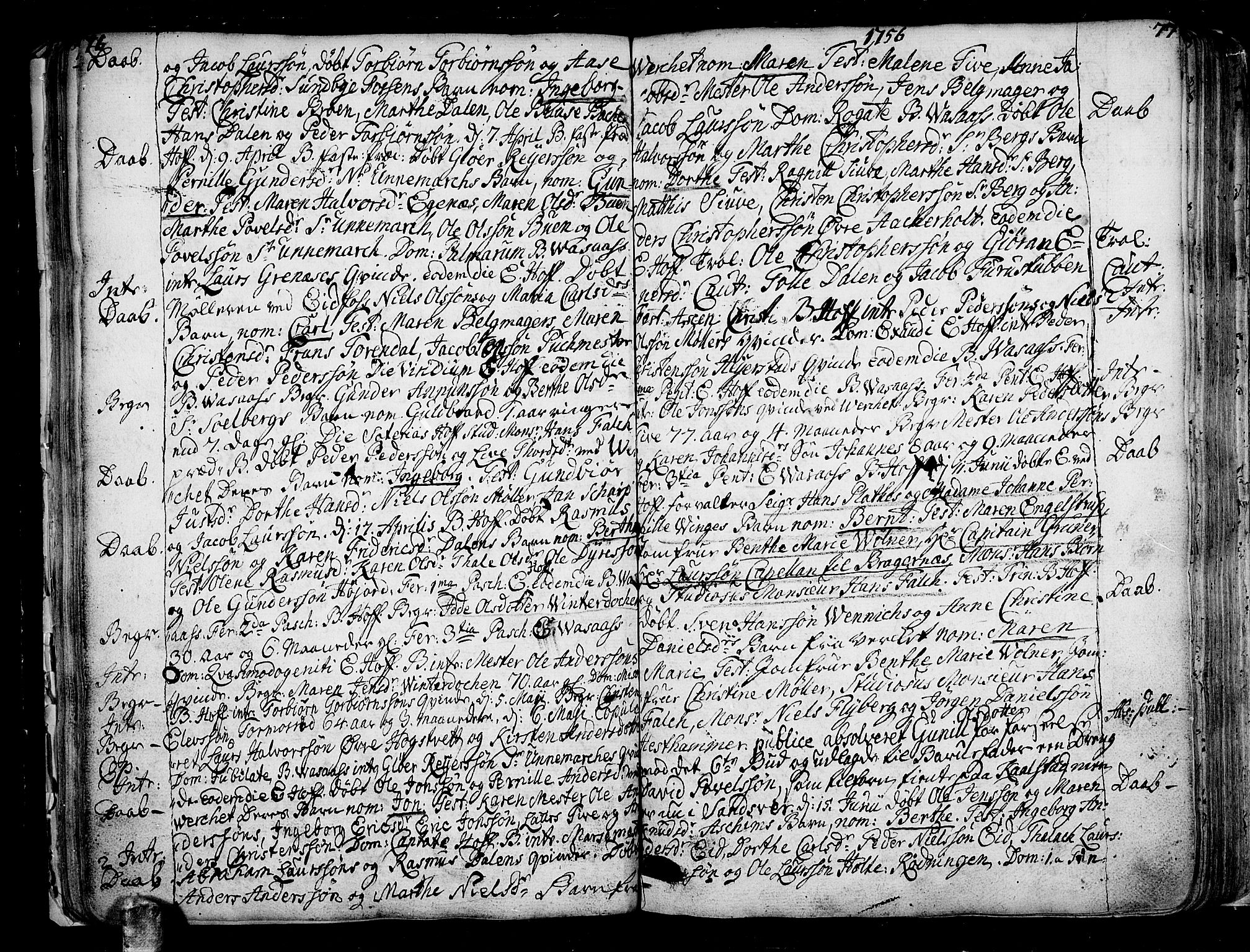 Hof kirkebøker, AV/SAKO-A-64/F/Fa/L0002: Parish register (official) no. I 2, 1746-1781, p. 76-77