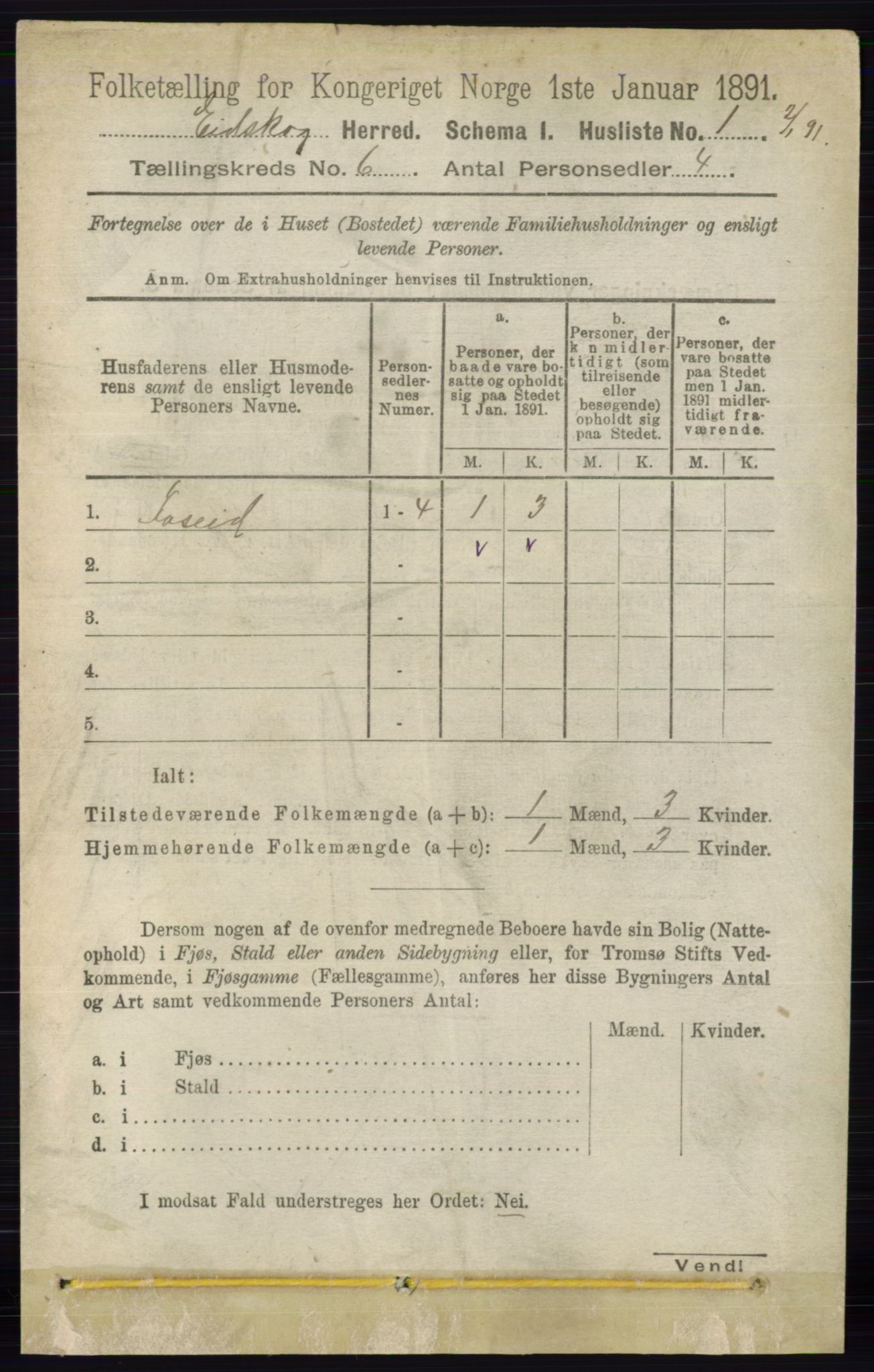 RA, 1891 census for 0420 Eidskog, 1891, p. 2712