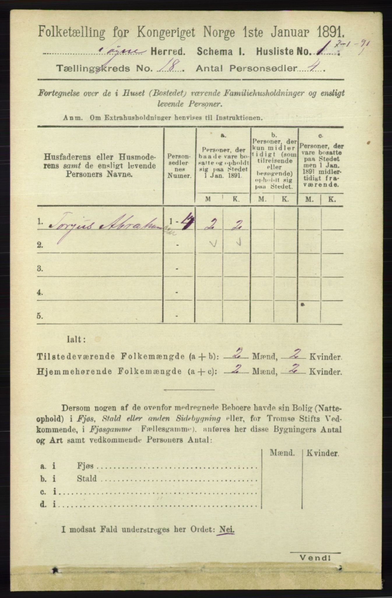RA, 1891 census for 1018 Søgne, 1891, p. 4703