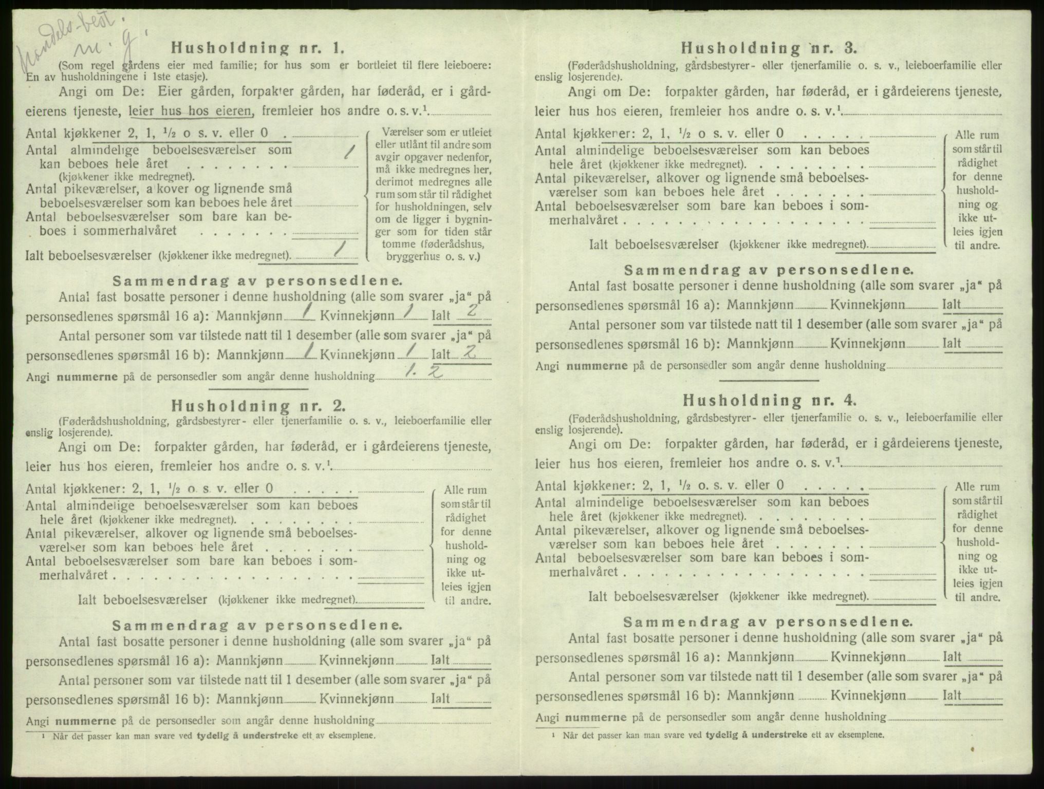 SAB, 1920 census for Jostedal, 1920, p. 128