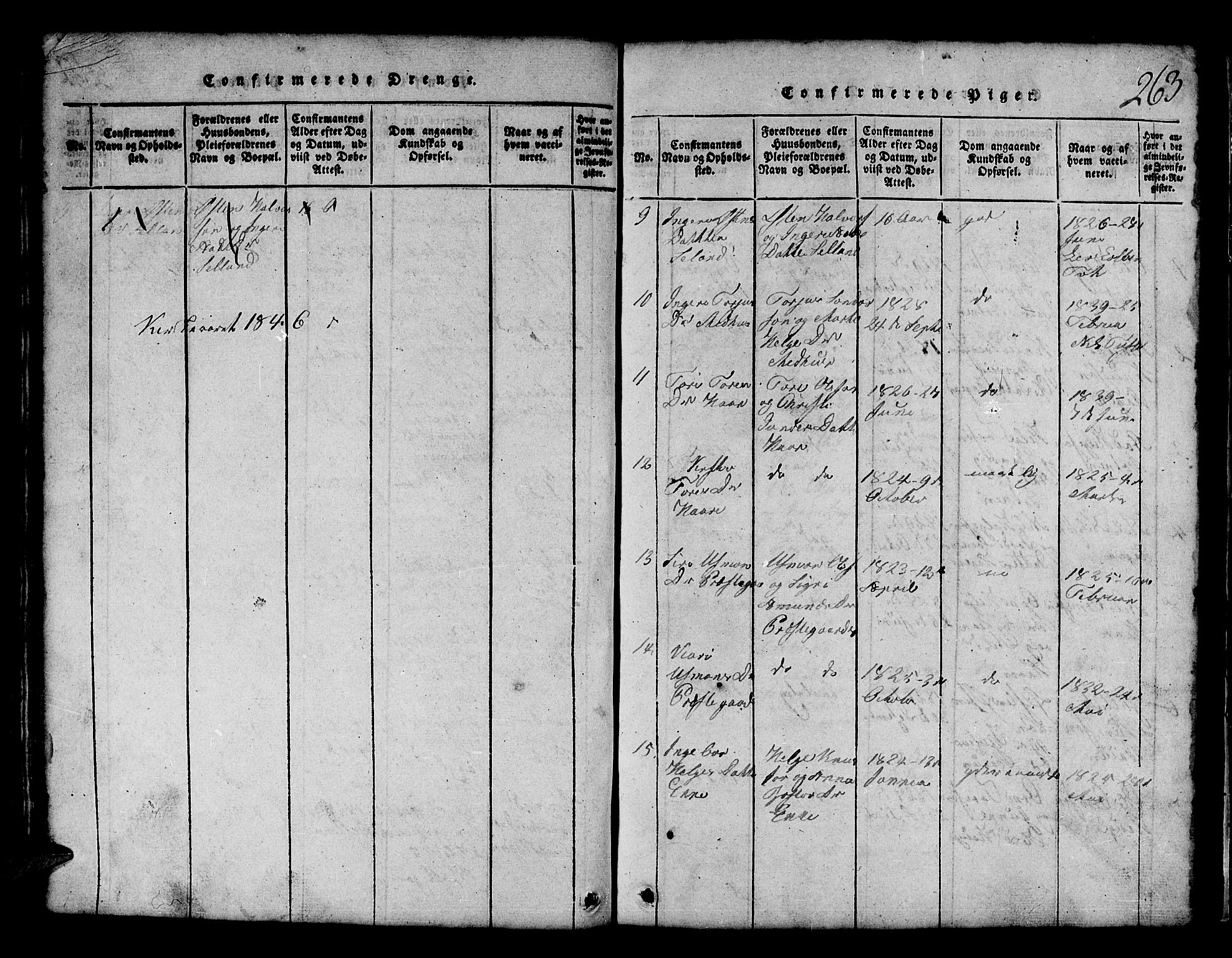 Røldal sokneprestembete, SAB/A-100247: Parish register (copy) no. A 1, 1817-1860, p. 263