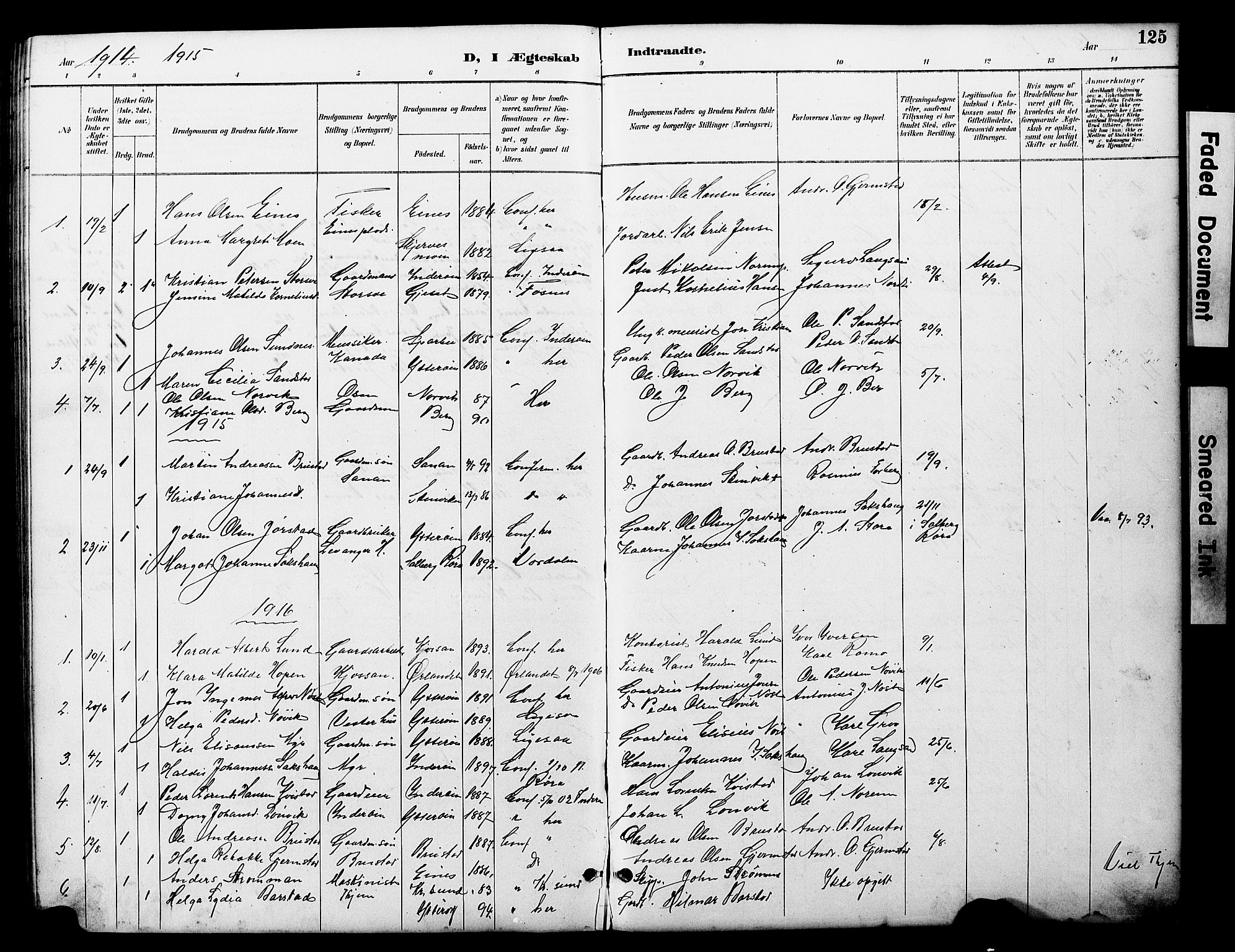 Ministerialprotokoller, klokkerbøker og fødselsregistre - Nord-Trøndelag, SAT/A-1458/722/L0226: Parish register (copy) no. 722C02, 1889-1927, p. 125