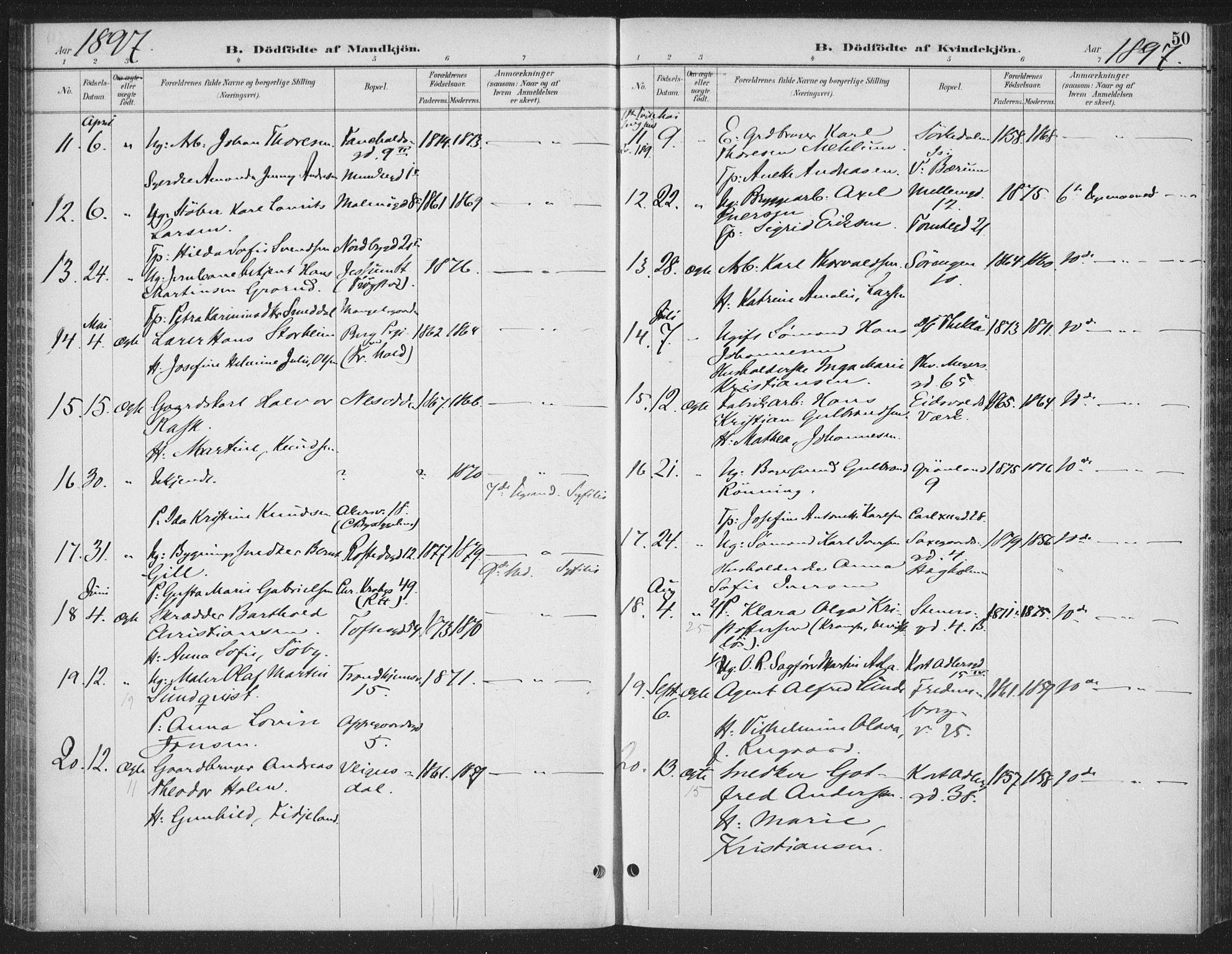 Rikshospitalet prestekontor Kirkebøker, AV/SAO-A-10309b/F/L0010: Parish register (official) no. 10, 1888-1912, p. 50