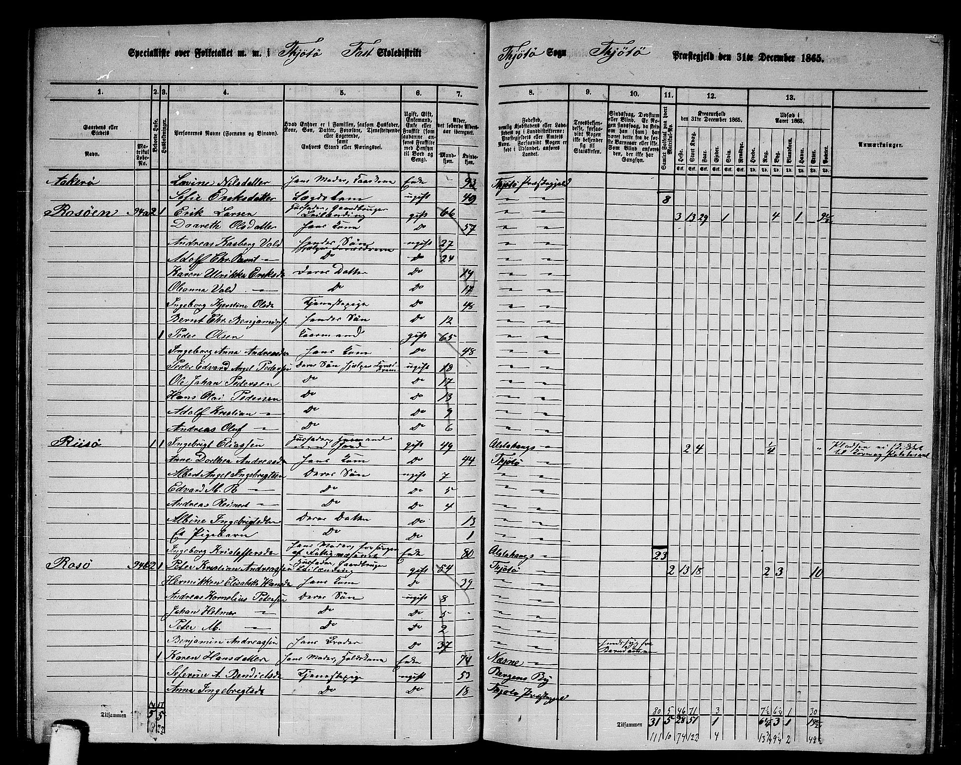 RA, 1865 census for Tjøtta, 1865, p. 69