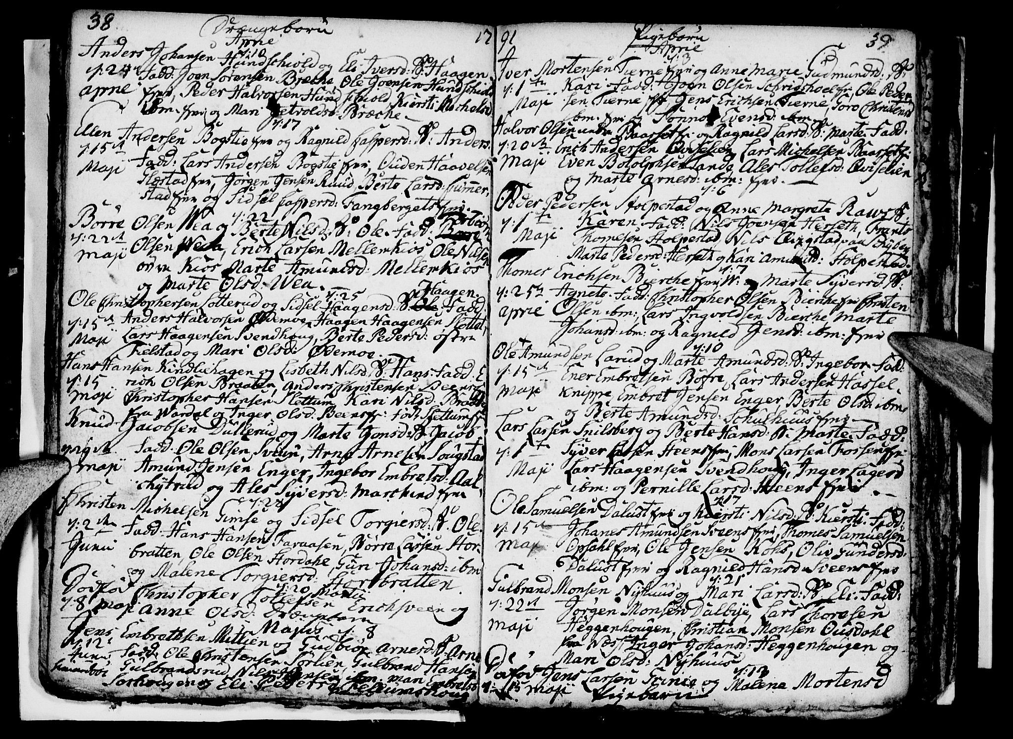 Ringsaker prestekontor, SAH/PREST-014/I/Ia/L0005/0005: Parish register draft no. 1E, 1790-1792, p. 38-39