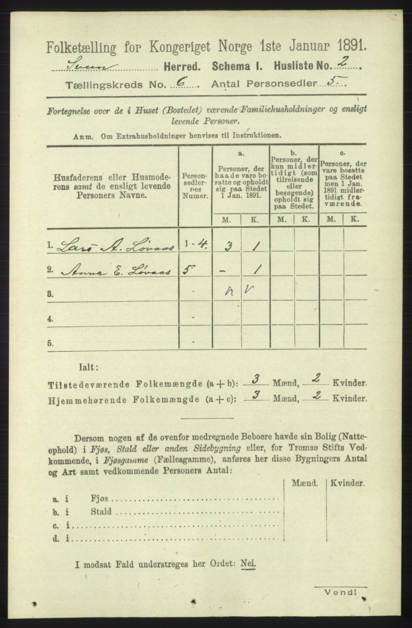 RA, 1891 census for 1216 Sveio, 1891, p. 1676