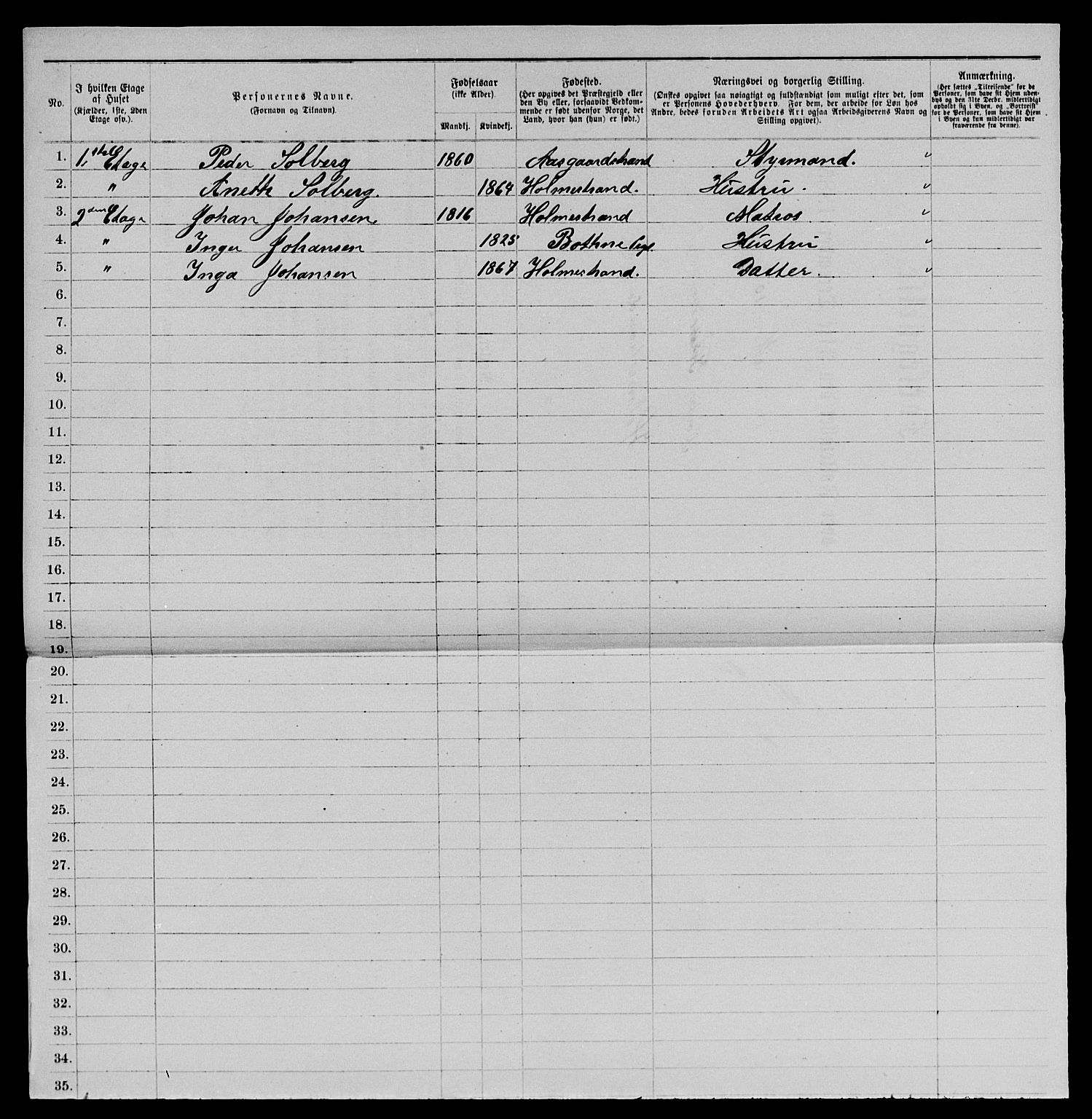 SAKO, 1885 census for 0702 Holmestrand, 1885, p. 21